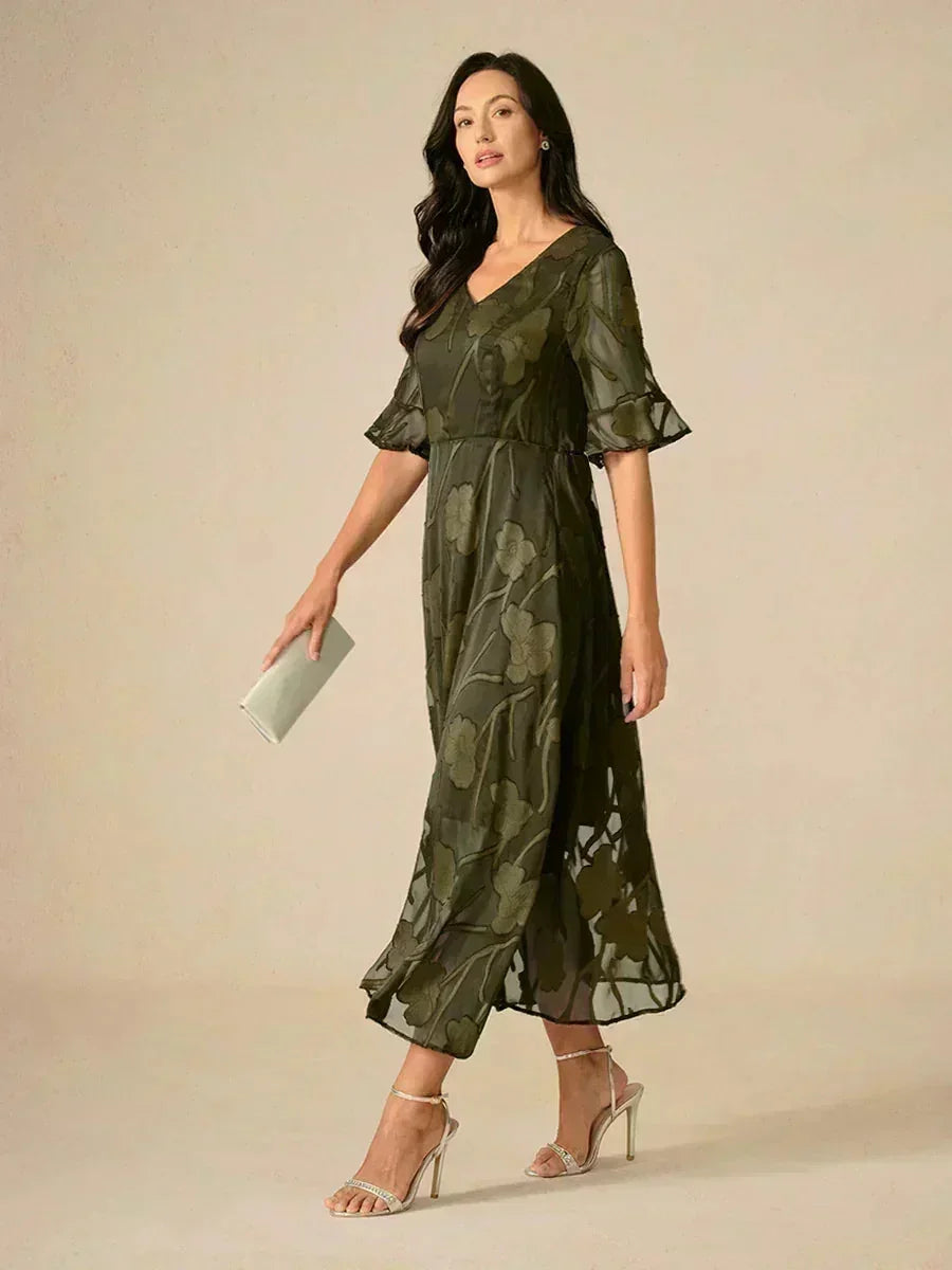 Bloemenprint Midi Semi-formele Jurk