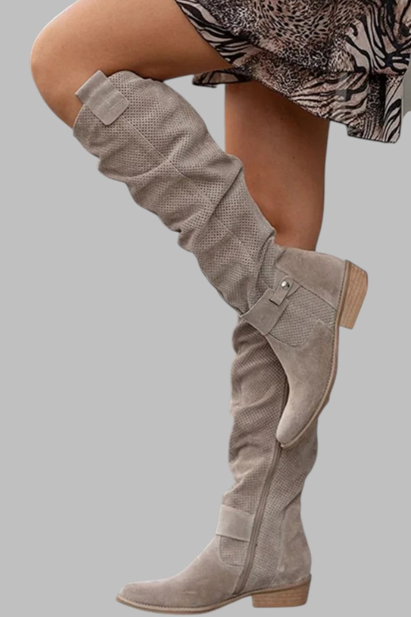 Janika – Vintage Suede Knee-High Boots