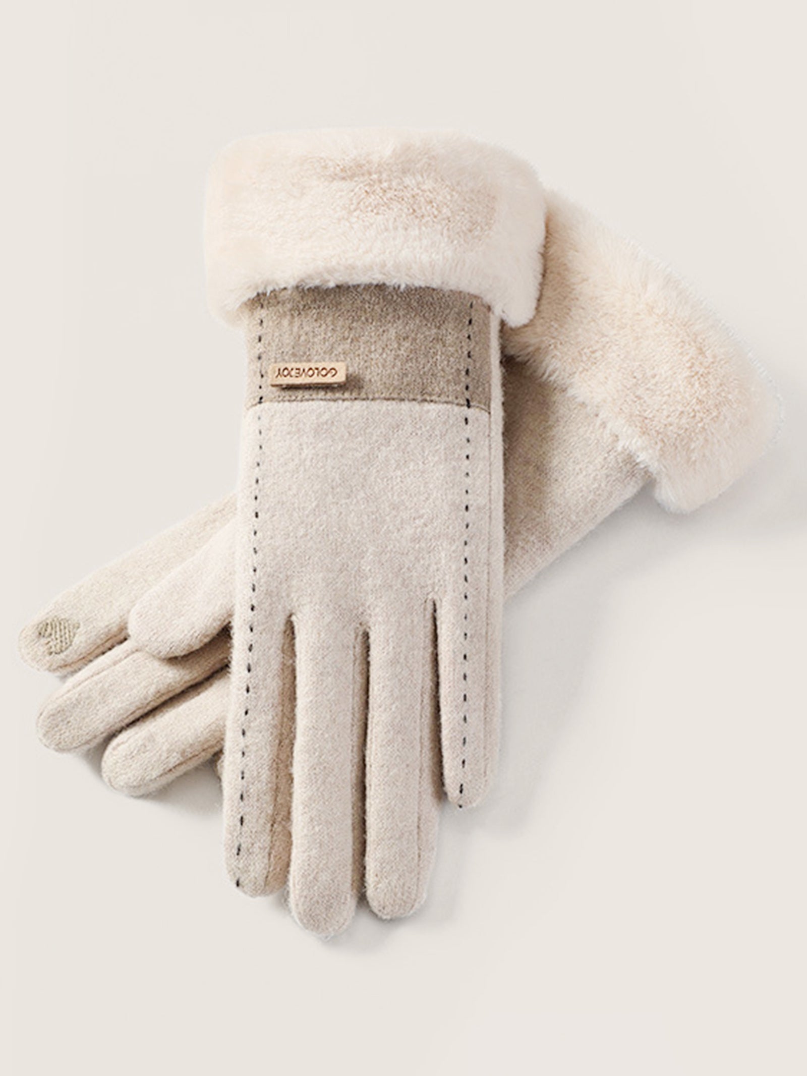 Wool Blend Color-Block Touchscreen Gloves