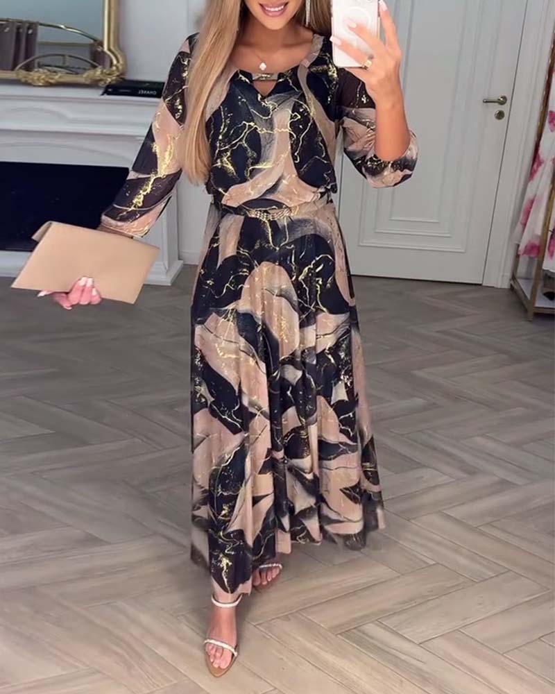 Marivelle™ | Printed Waist-Defined Dress