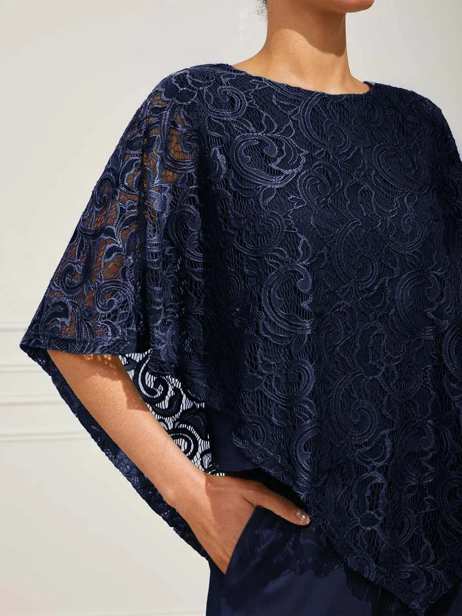 Elegant Kanten Top Met Vleermuismouwen