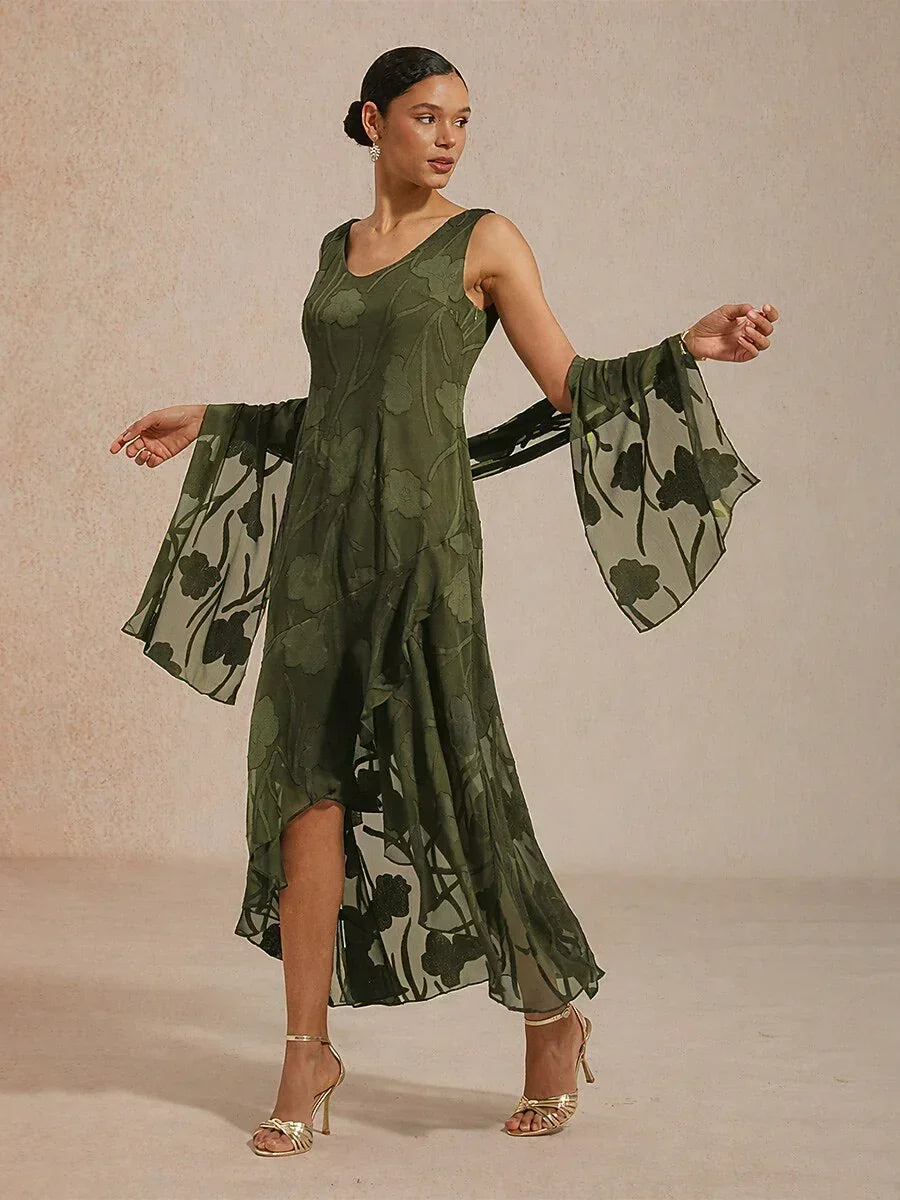 Sheer Floral Chiffon Shawl