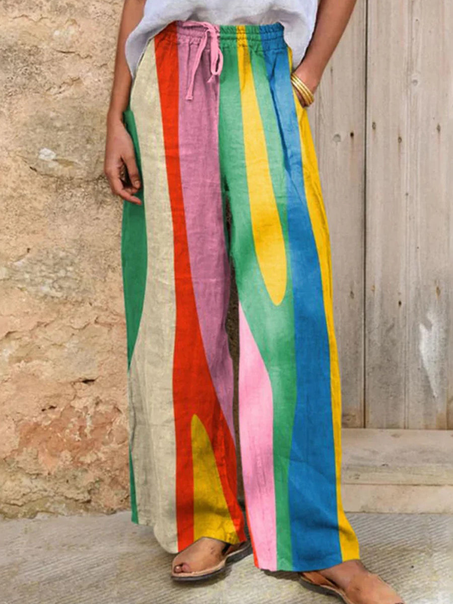 Vintage Colored Striped Loose Casual Pants