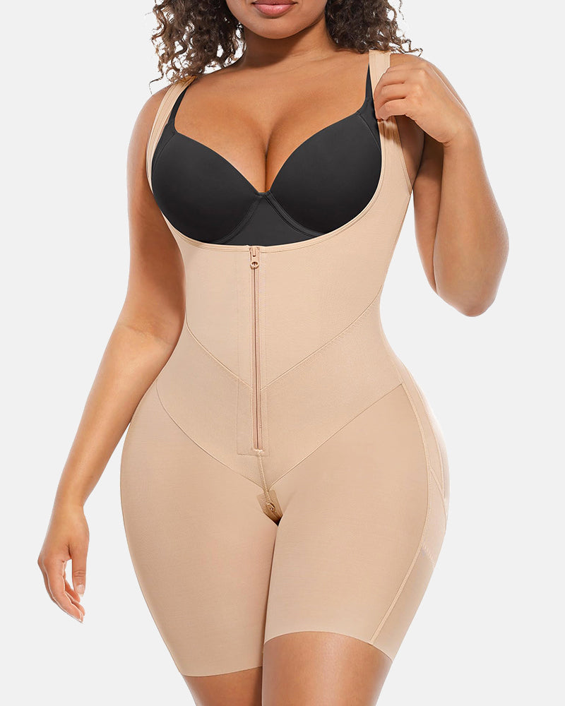 Tummy Control Postpartum Faja Body Shaper with Zipper Crotch