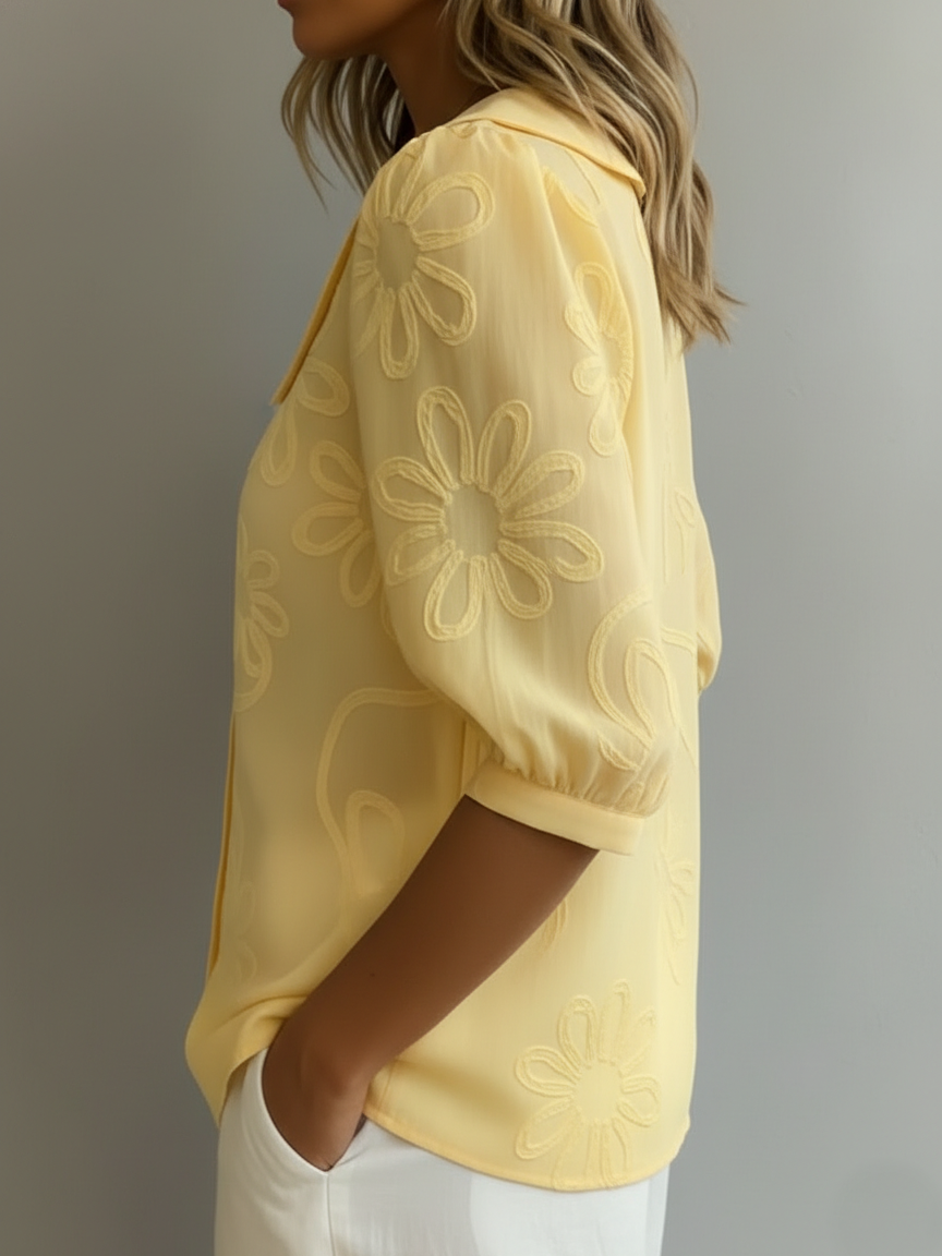Aurélie™ | Lightweight Floral Blouse – Natural Elegance