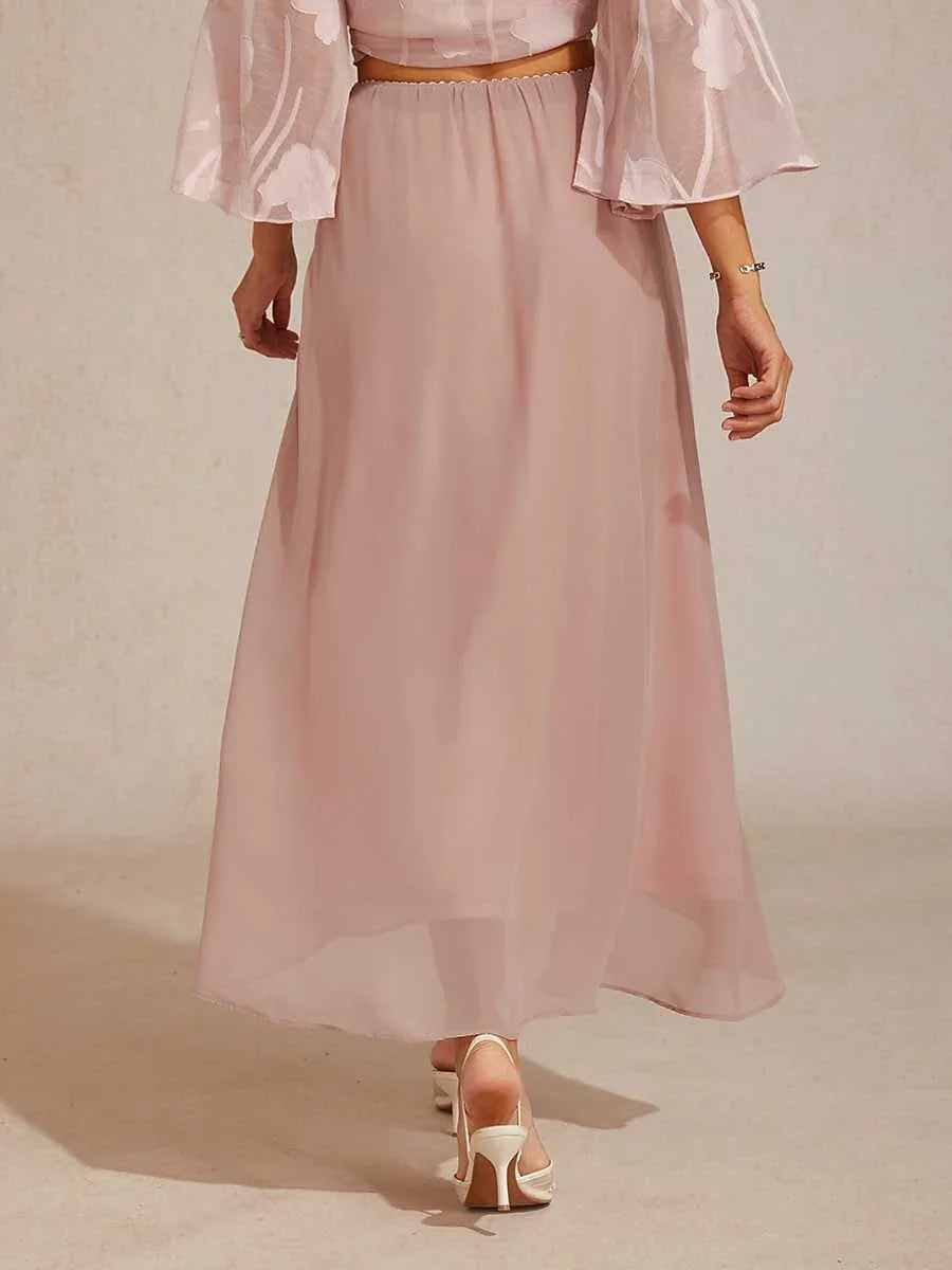 High-Low Overlay Chiffonrok Met Voering