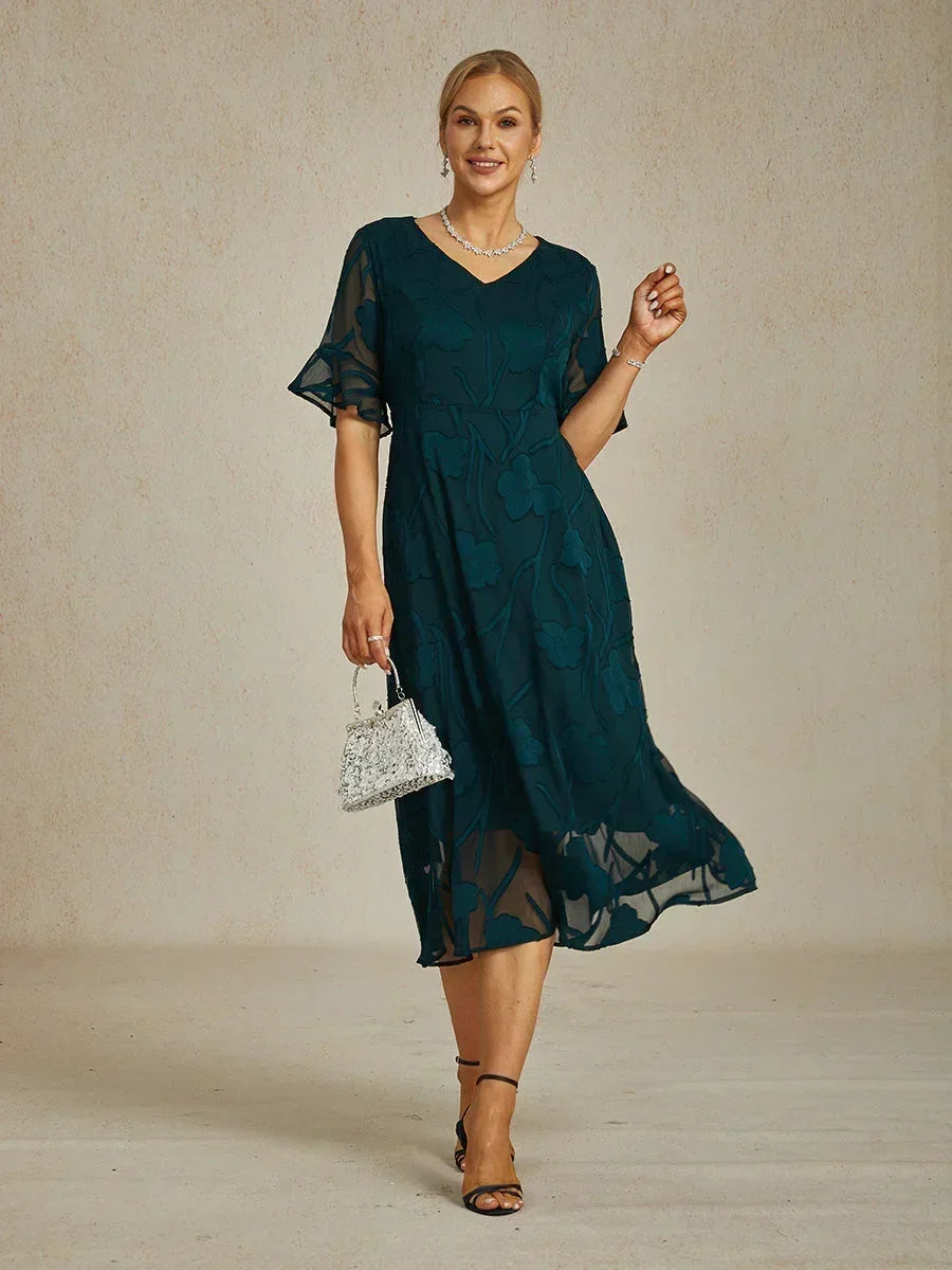 Ruffle Flutter Lace Maxi Dress