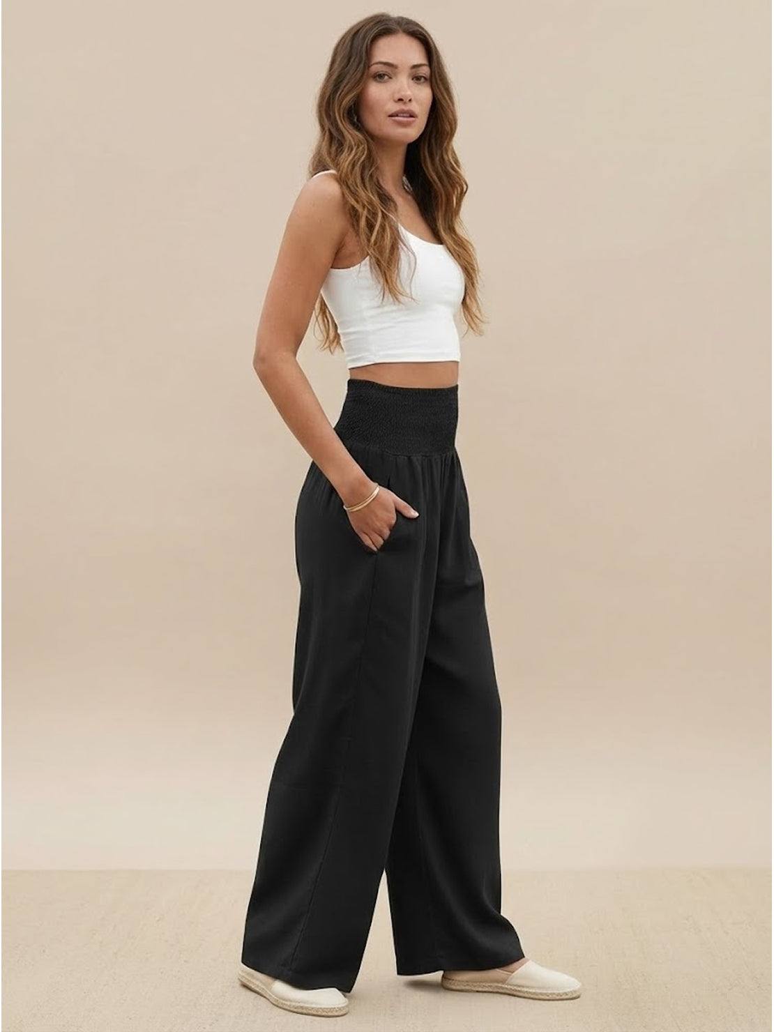 Elizabeth™ | High-Waist Cotton Linen Palazzo Pants