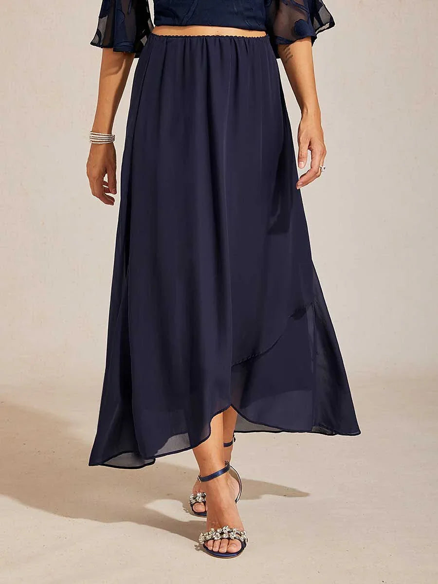 High-Low Overlay Chiffonrok Met Voering