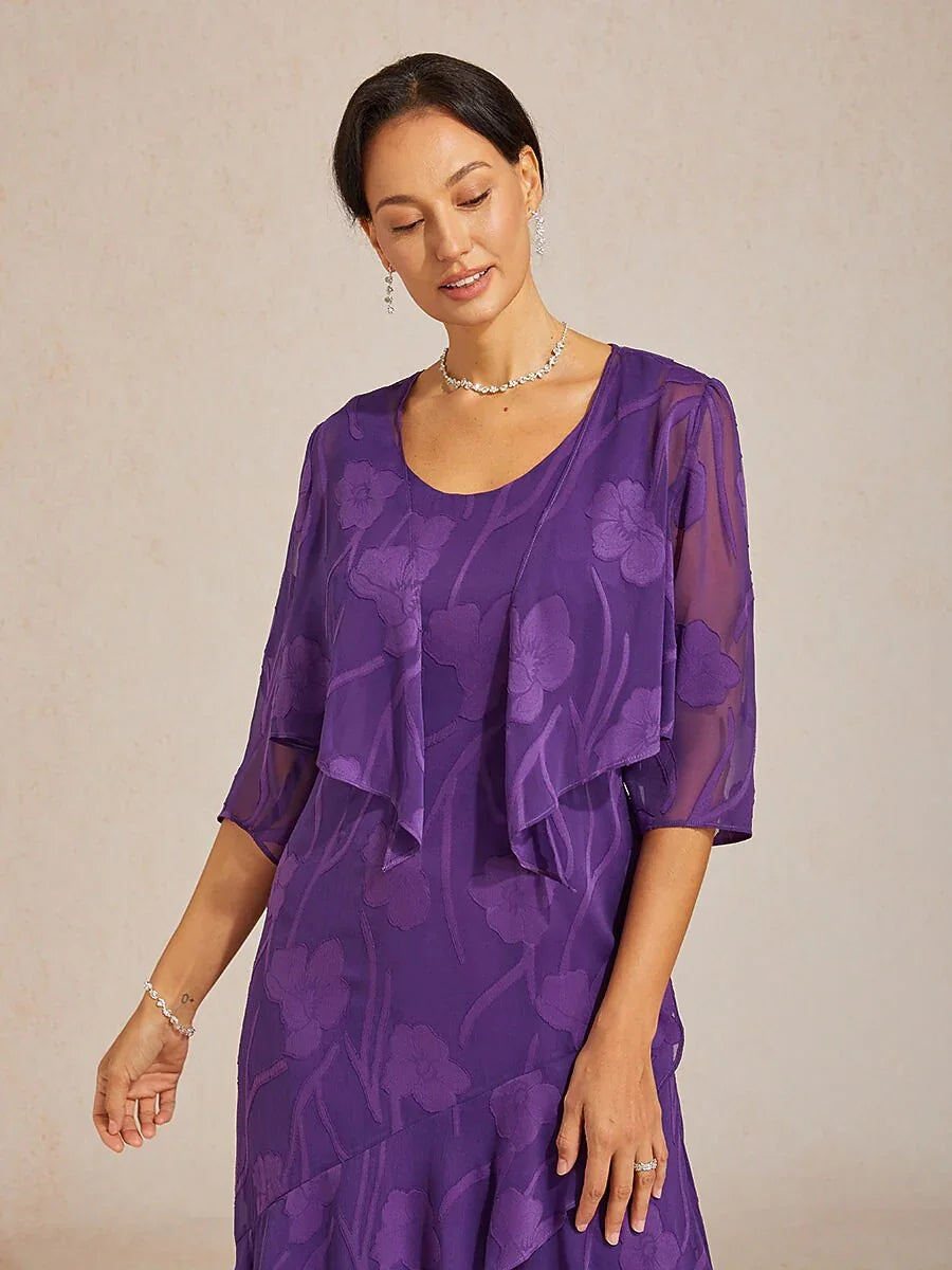 Bloemenprint Doorschijnende Chiffon Bolero Met 3/4-mouwen