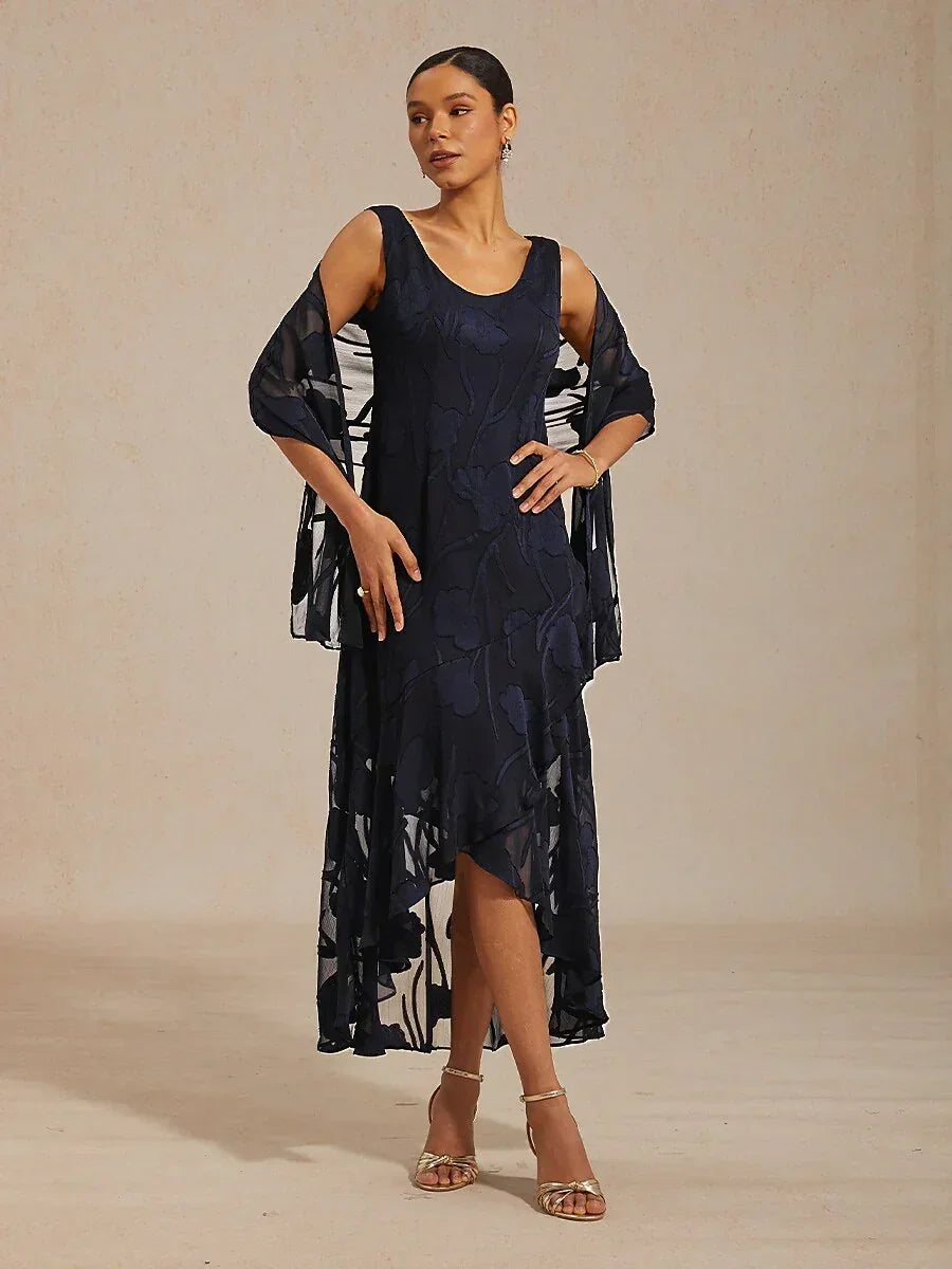 Transparante chiffon sjaal met bloemen