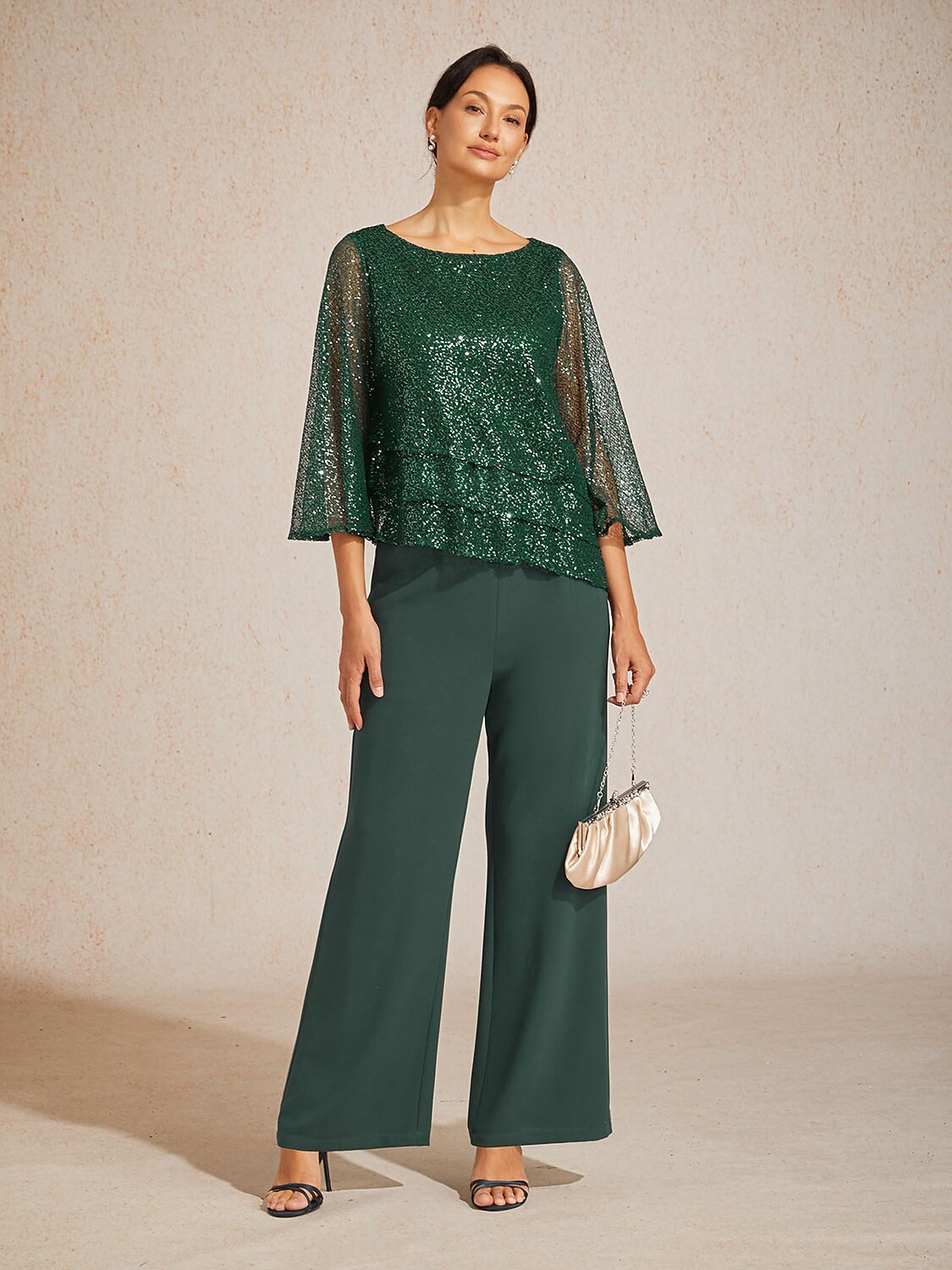 Mid-rise elastische taille wijde broek met zakken
