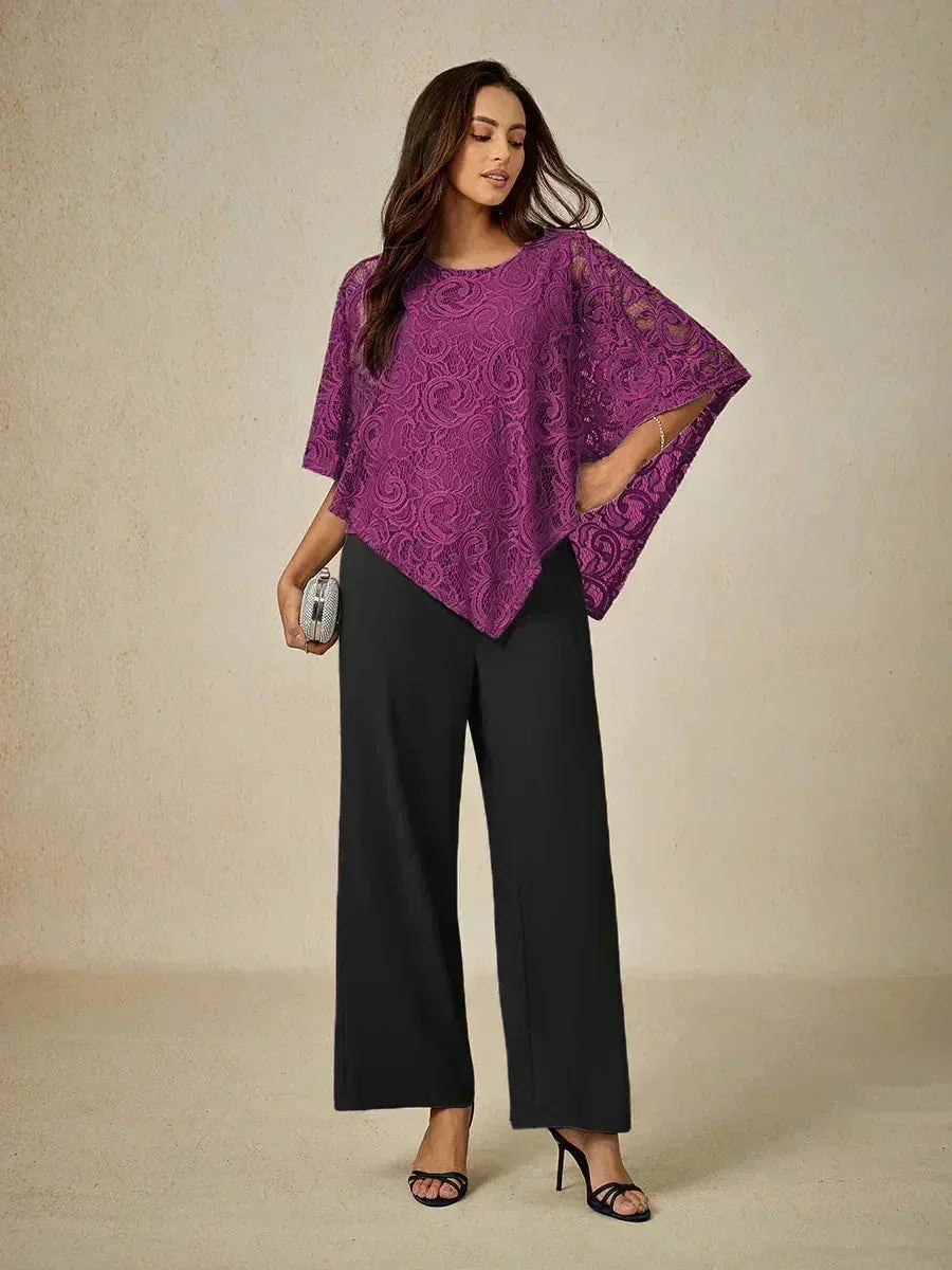 Elegant Kanten Top Met Vleermuismouwen