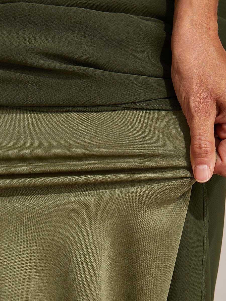 High-Low Overlay Chiffonrok Met Voering