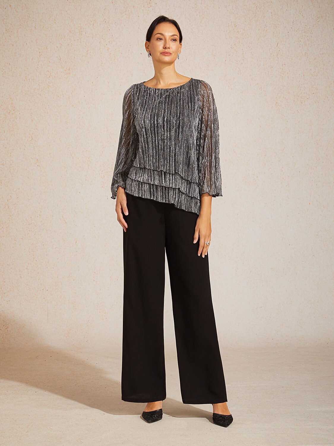 Mid-rise elastische taille wijde broek met zakken