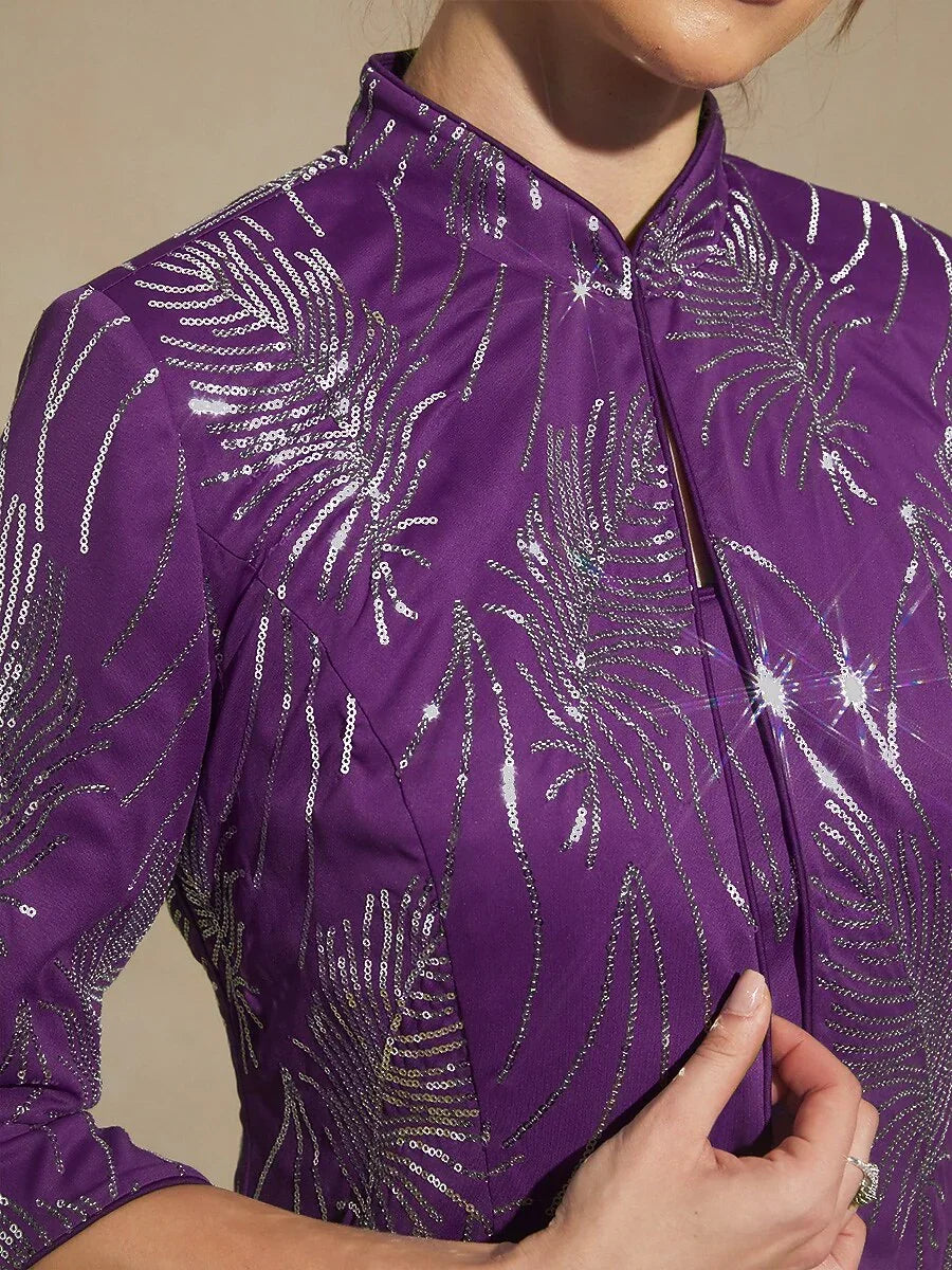 Elegant Twinset Met Mandarijnkraag En Pailletten