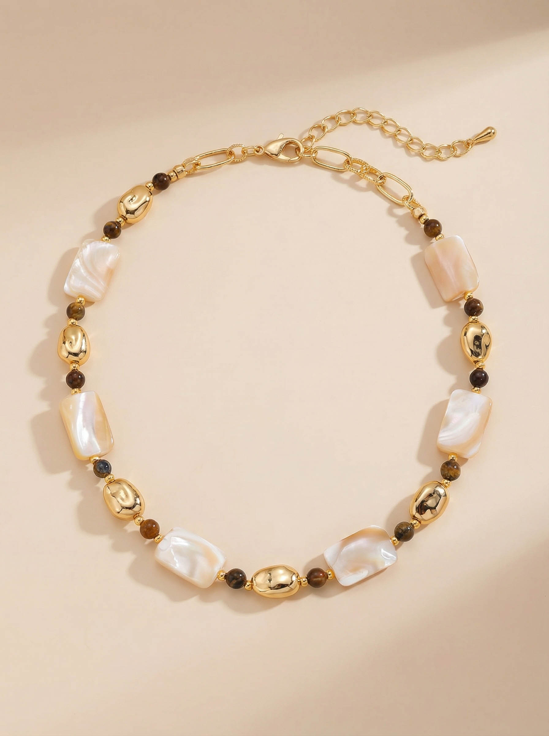 Golden Shell Mix Abalone Shell Beaded Necklace