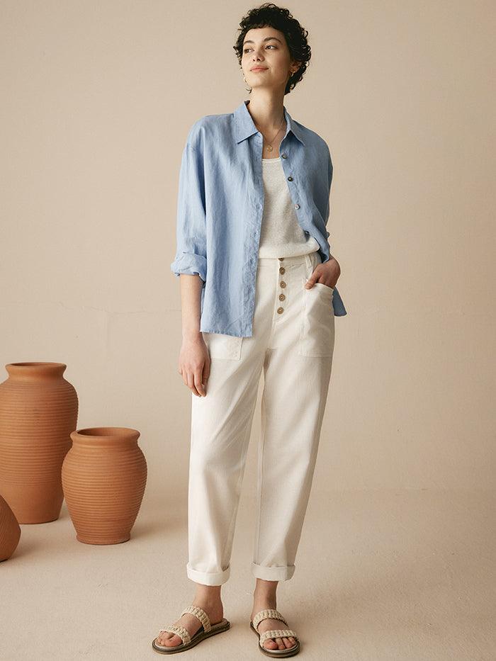 Linen Simple Button Fly Trousers HEIDI