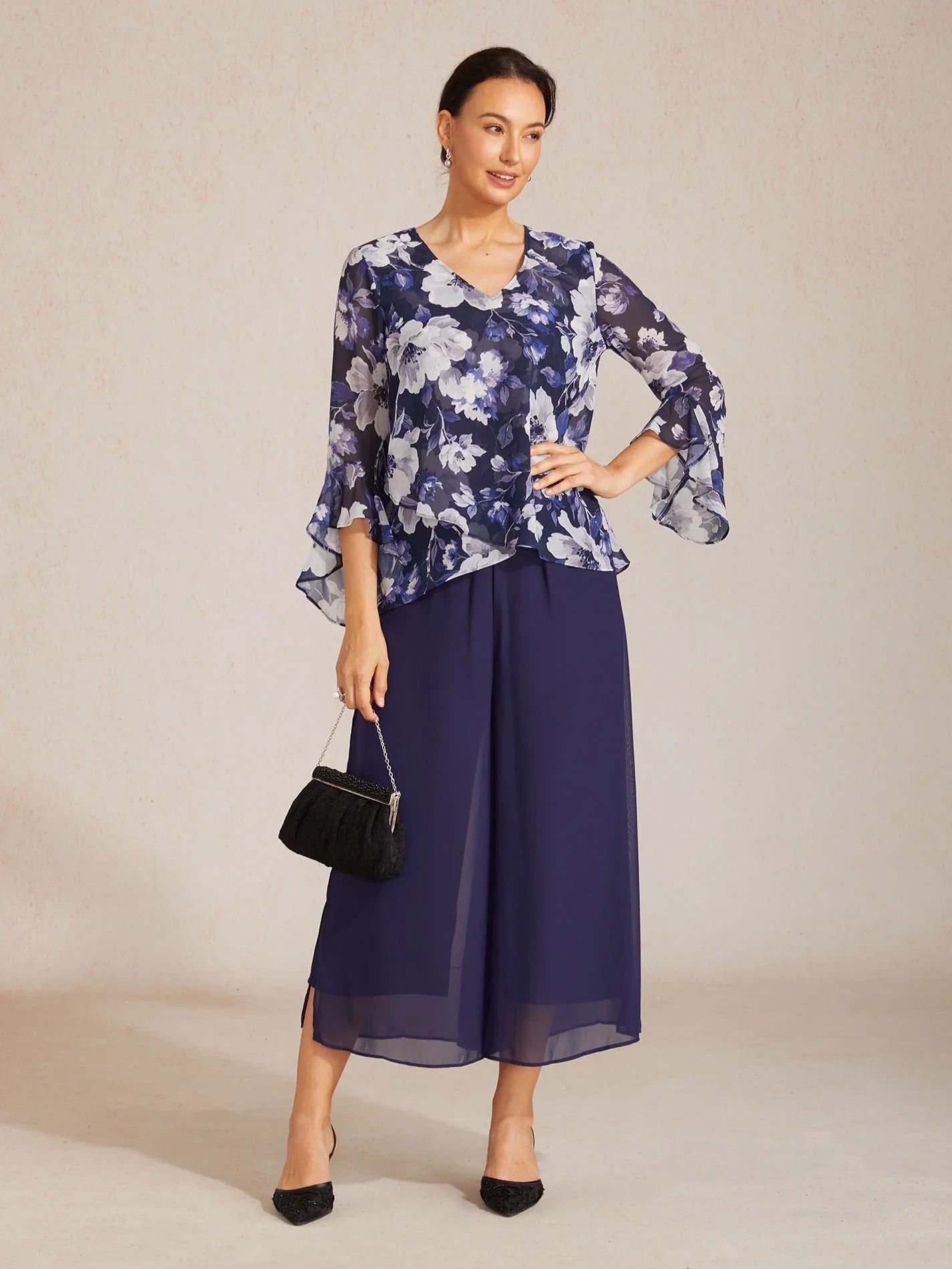 Elegant Boho Chiffon Ruffle Sleeve Blouse