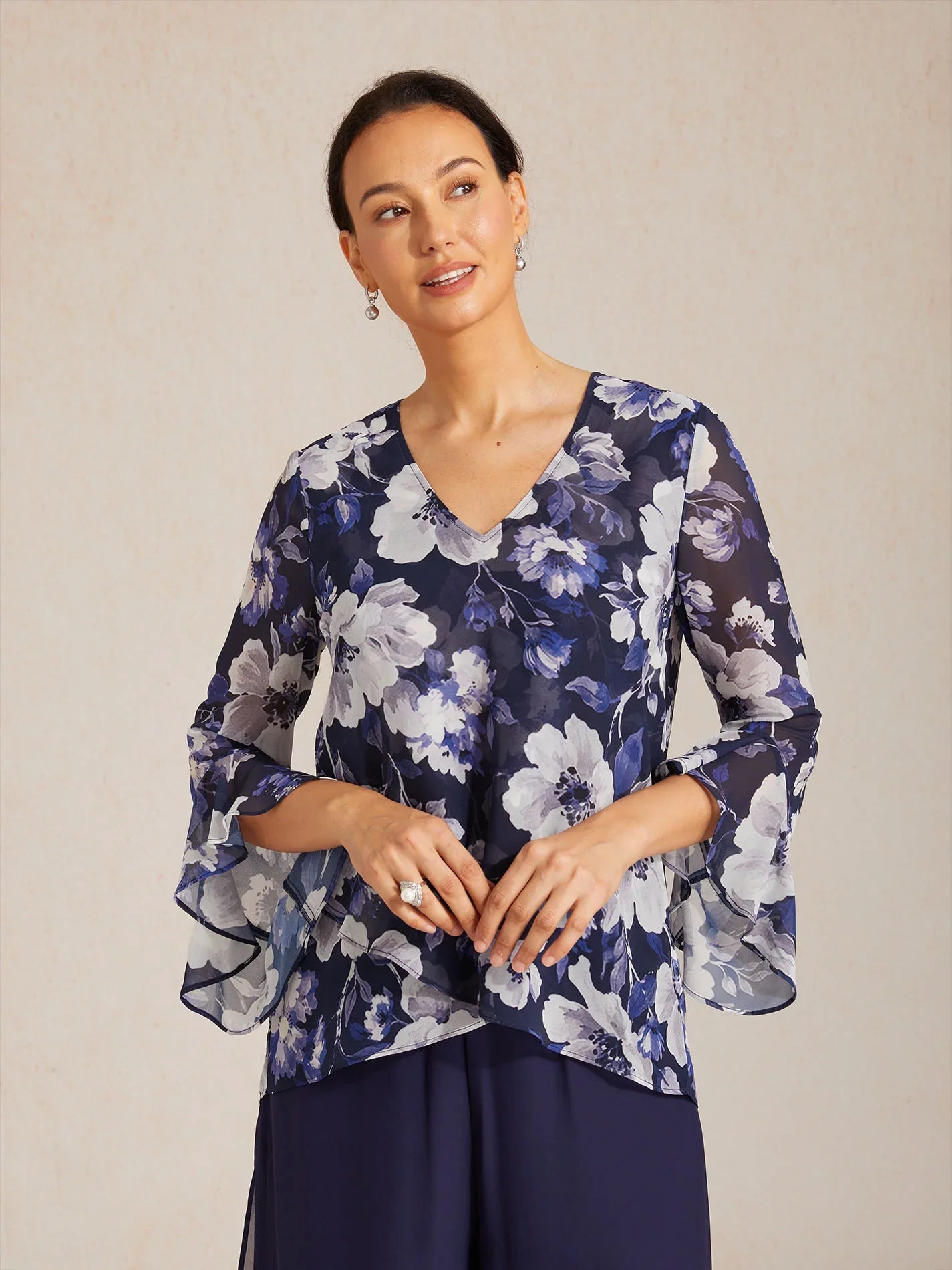 Elegant Boho Chiffon Ruffle Sleeve Blouse