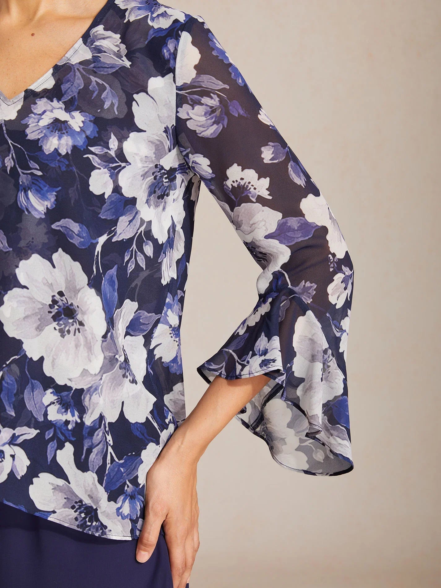 Elegant Boho Chiffon Ruffle Sleeve Blouse