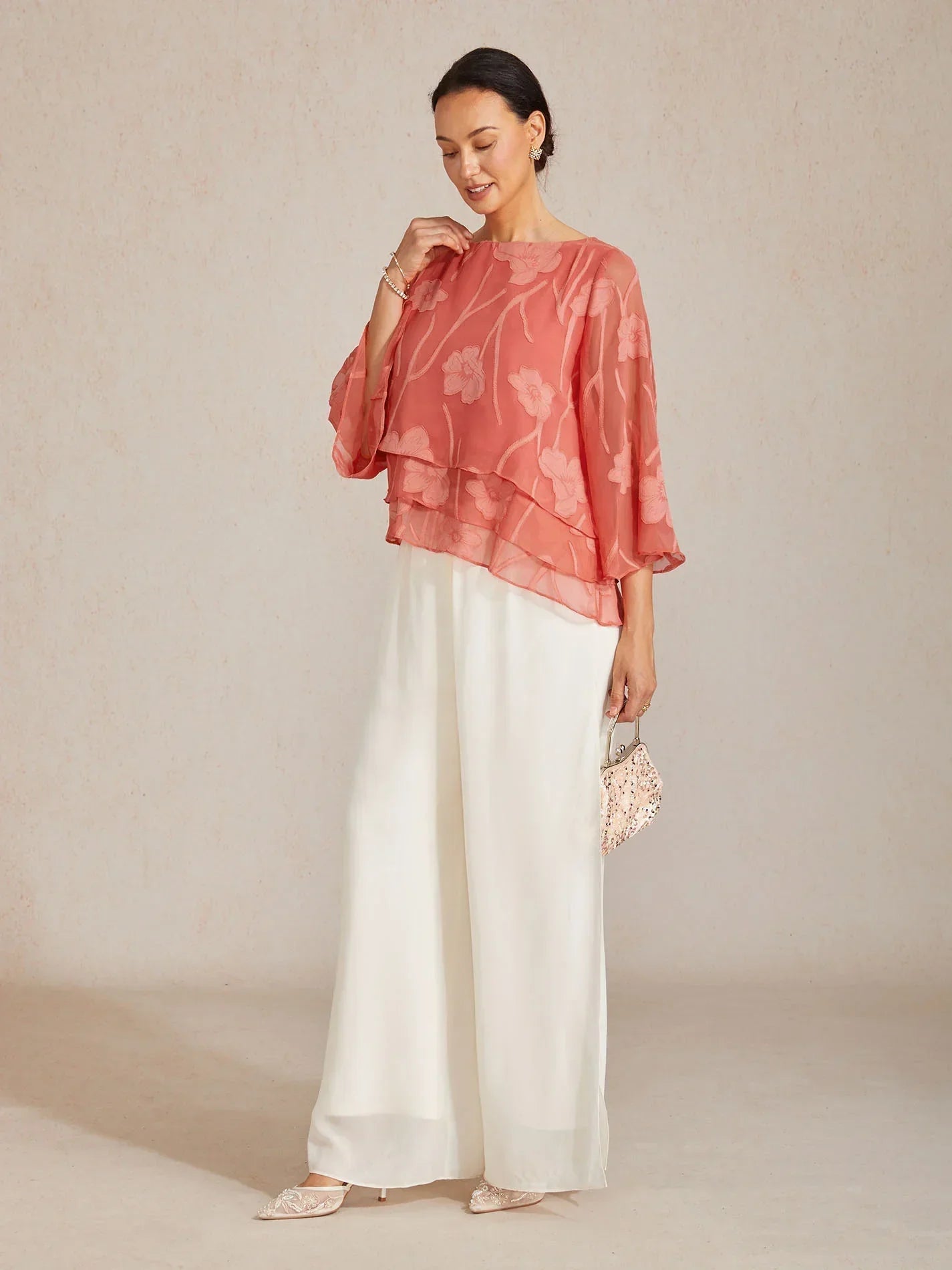 Chiffon Bloemenlaagjes Blouse