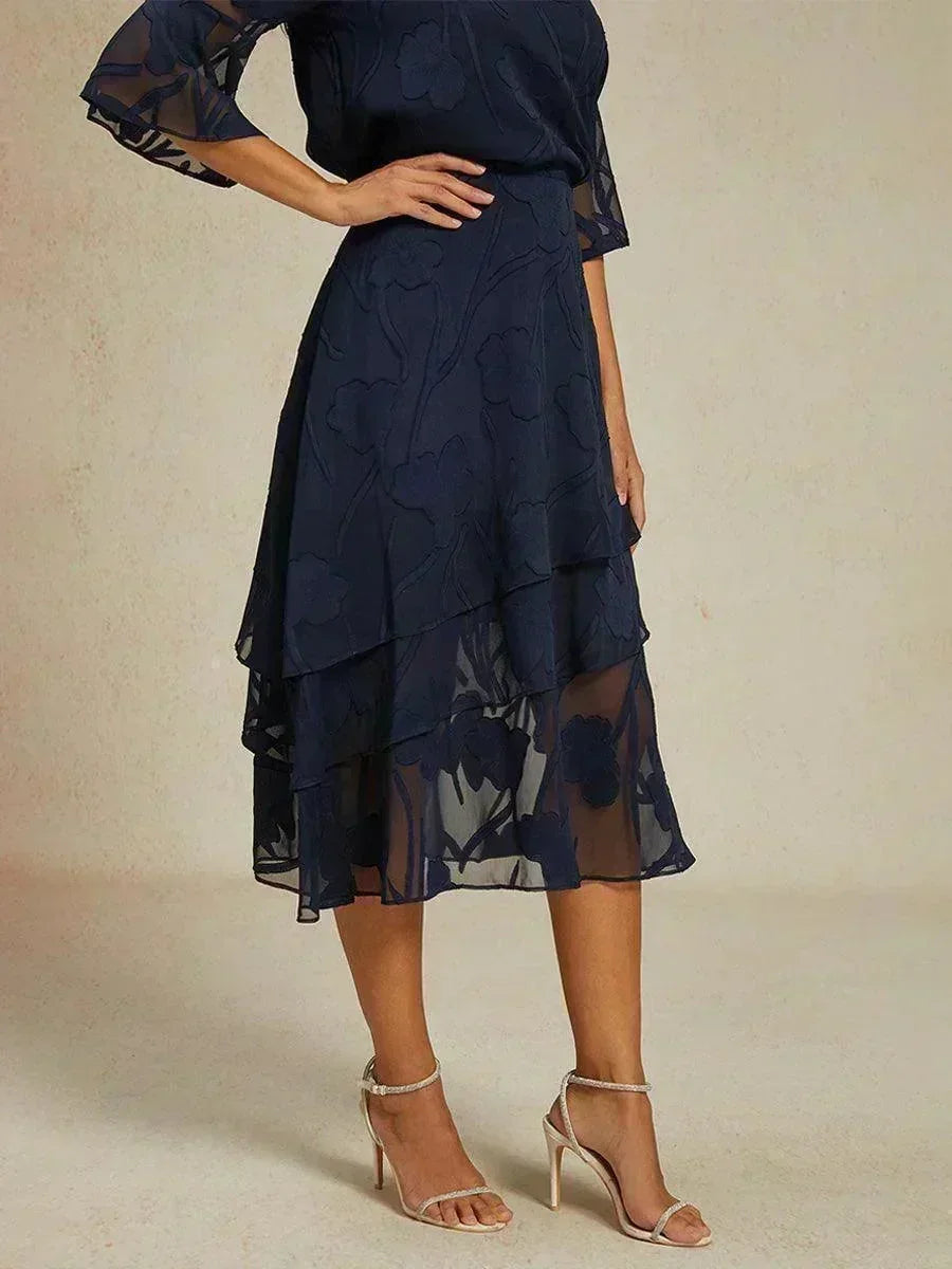 Floral Chiffon Midi Skirt