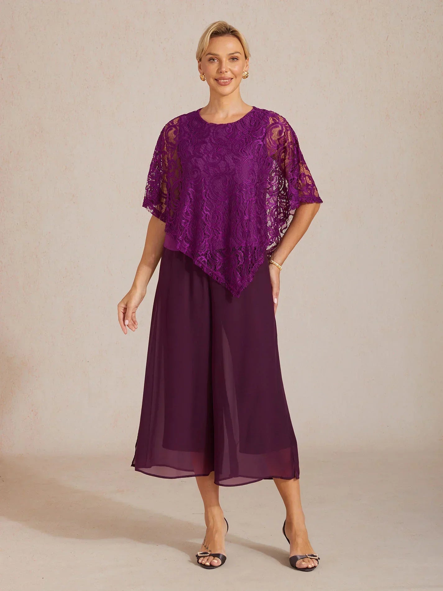Elegant Kanten Top Met Vleermuismouwen