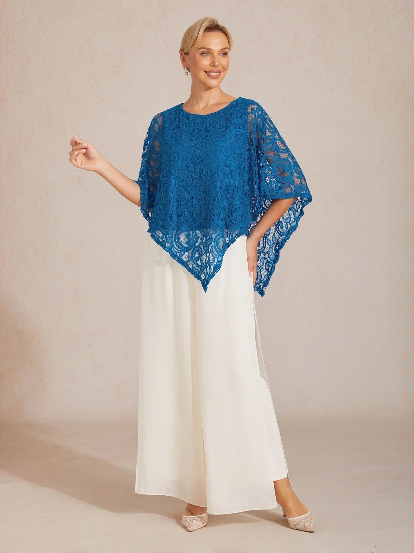 Elegant Kanten Top Met Vleermuismouwen