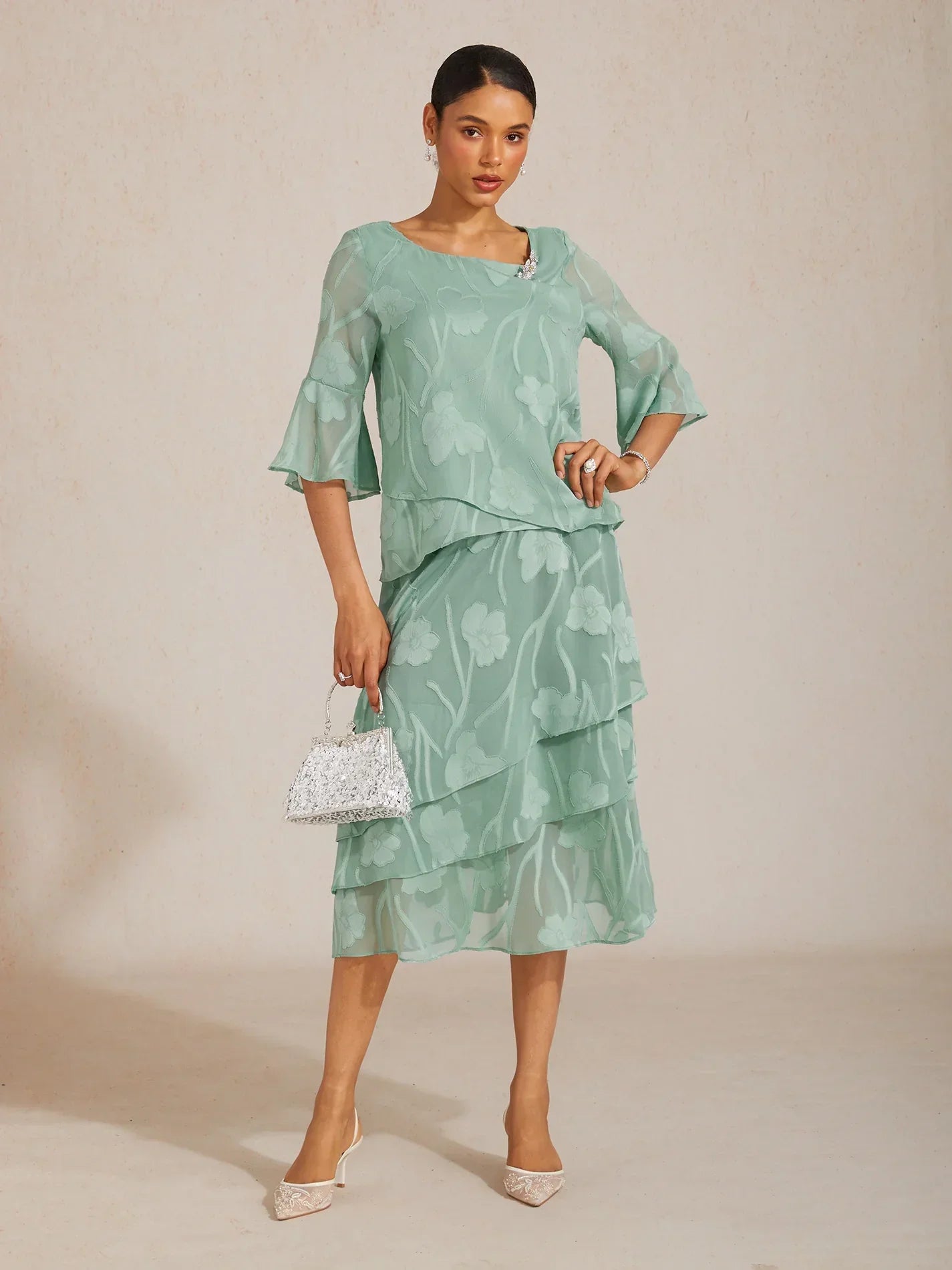 Elegante Chiffonblouse met Asymmetrische Zoom