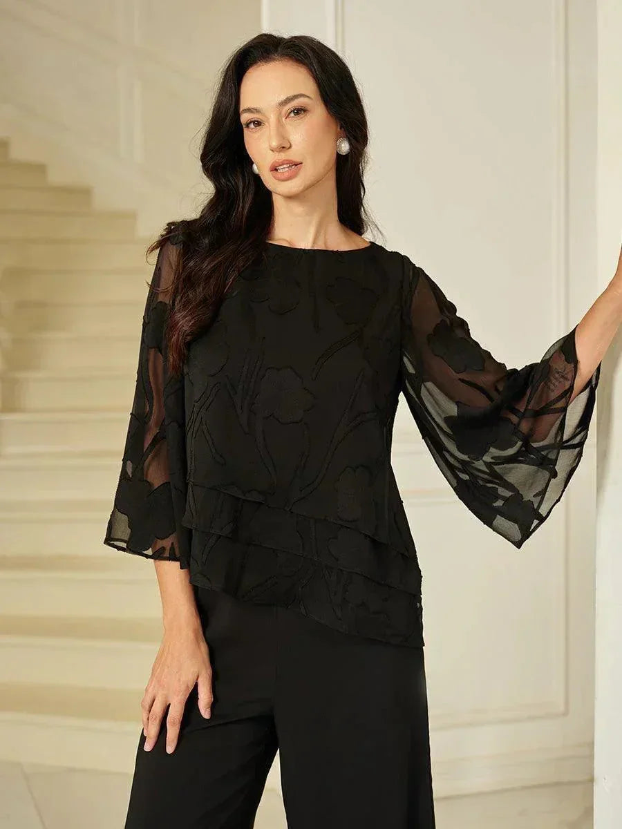 Gelaagde Chiffonblouse met Bloemen