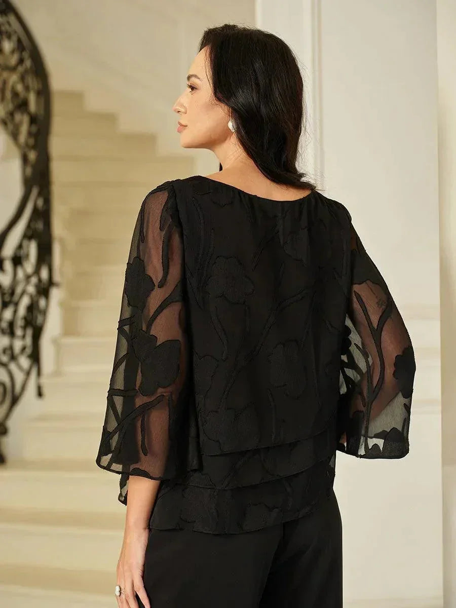 Chiffon Bloemenprint Gelaagde Blouse