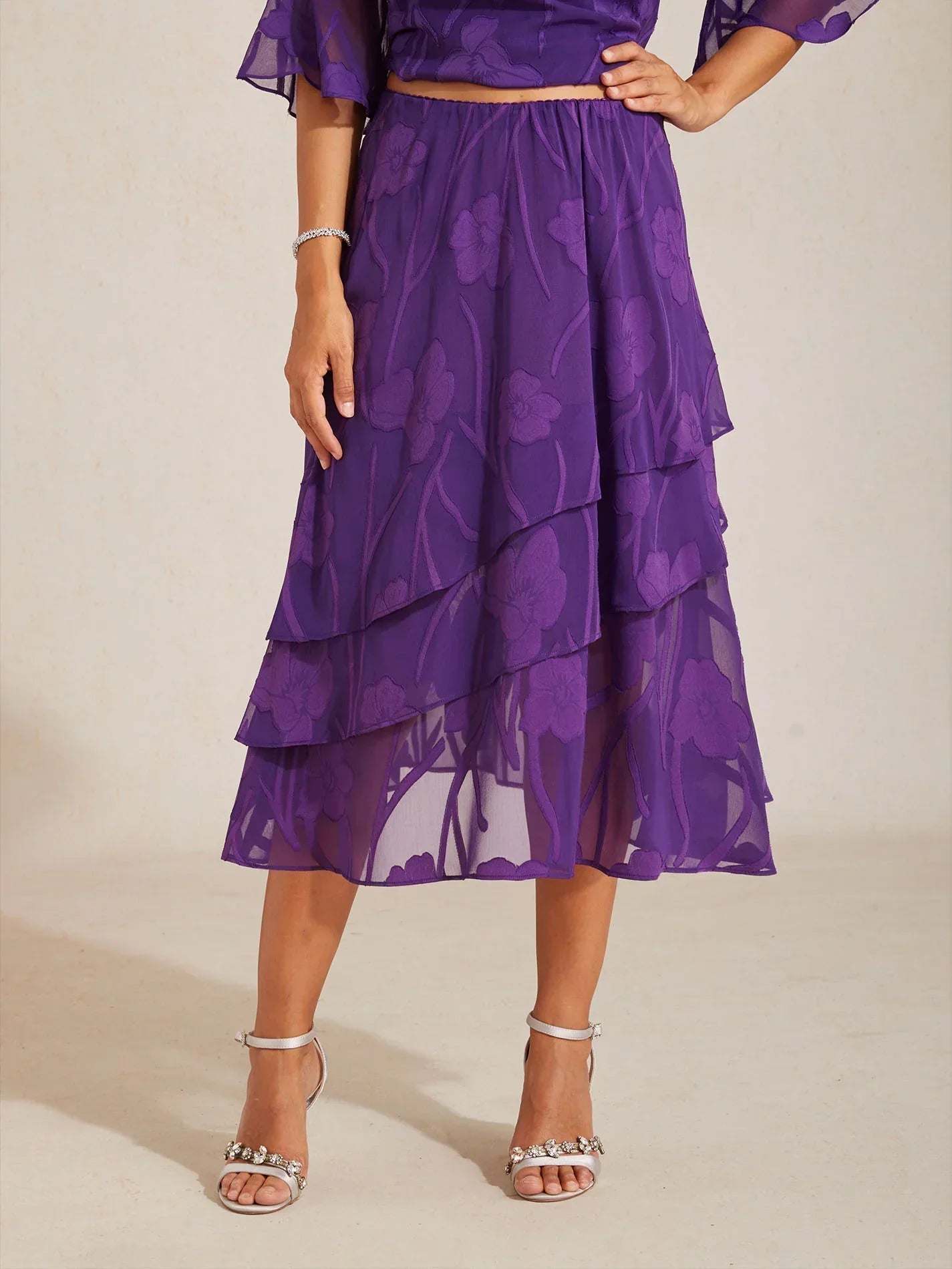 Gebloemde Chiffon Midi-Rok