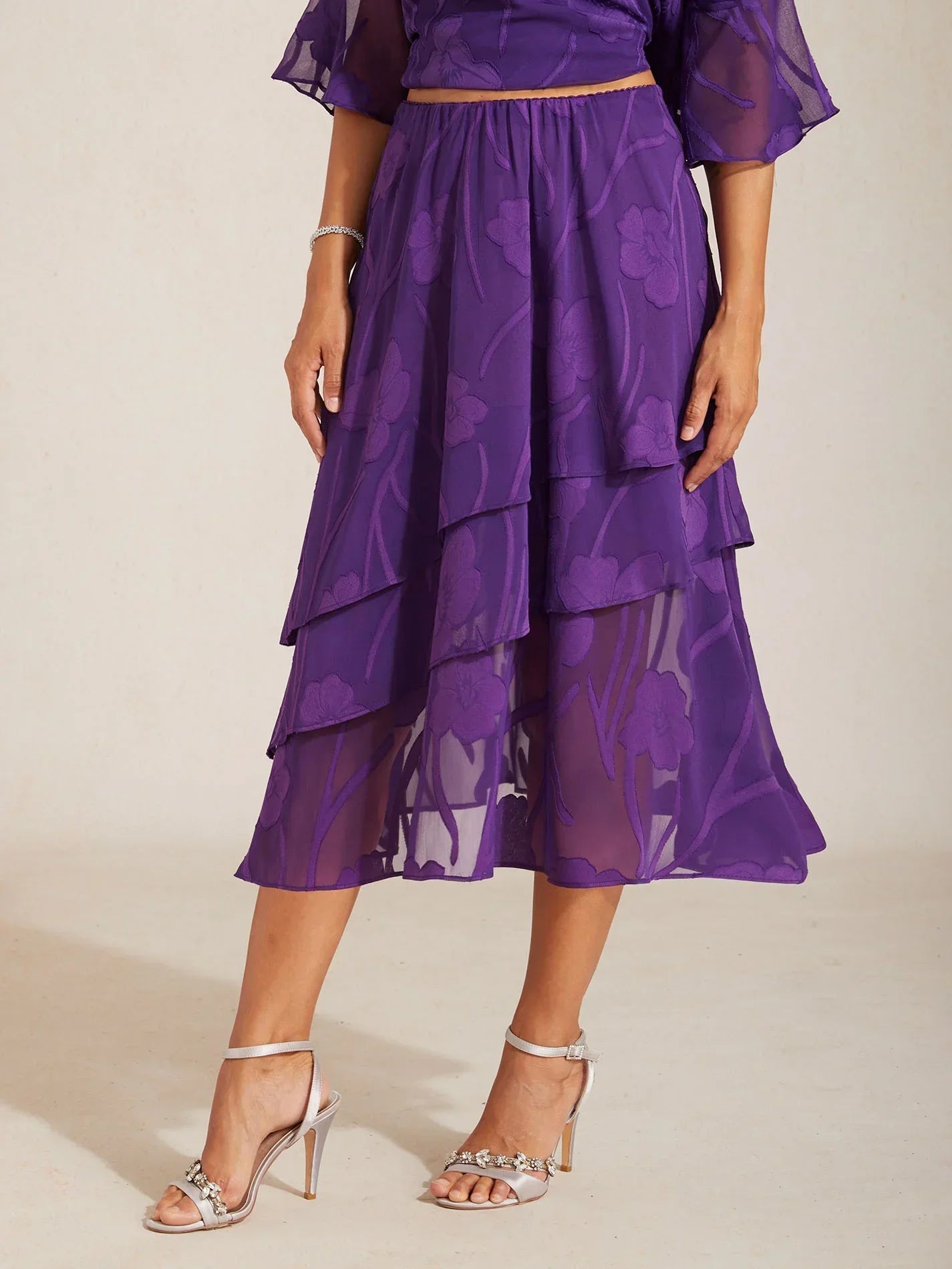 Chiffon Midi-rok met Bloemen