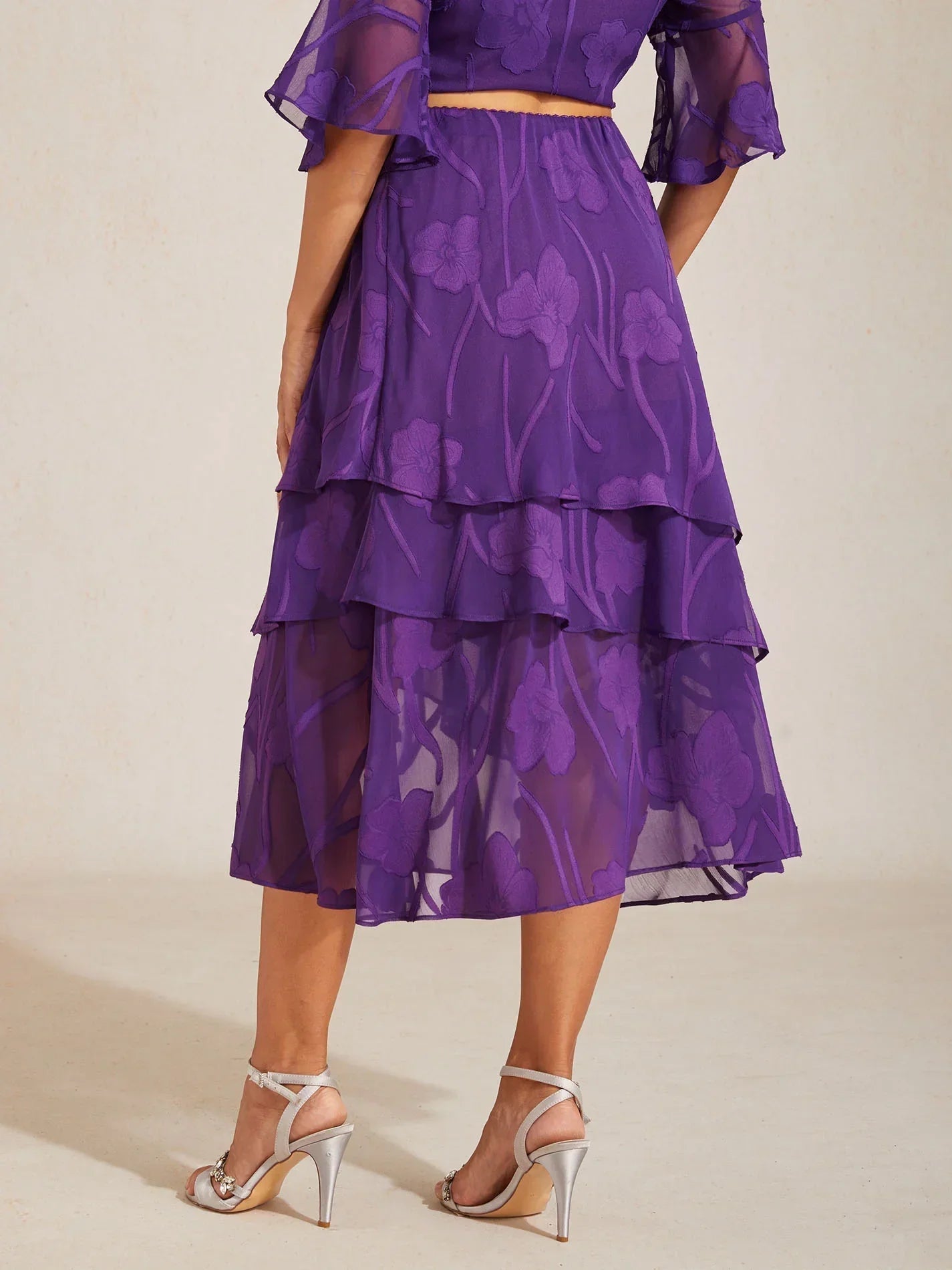 Chiffon Midi-Rok met Bloemen