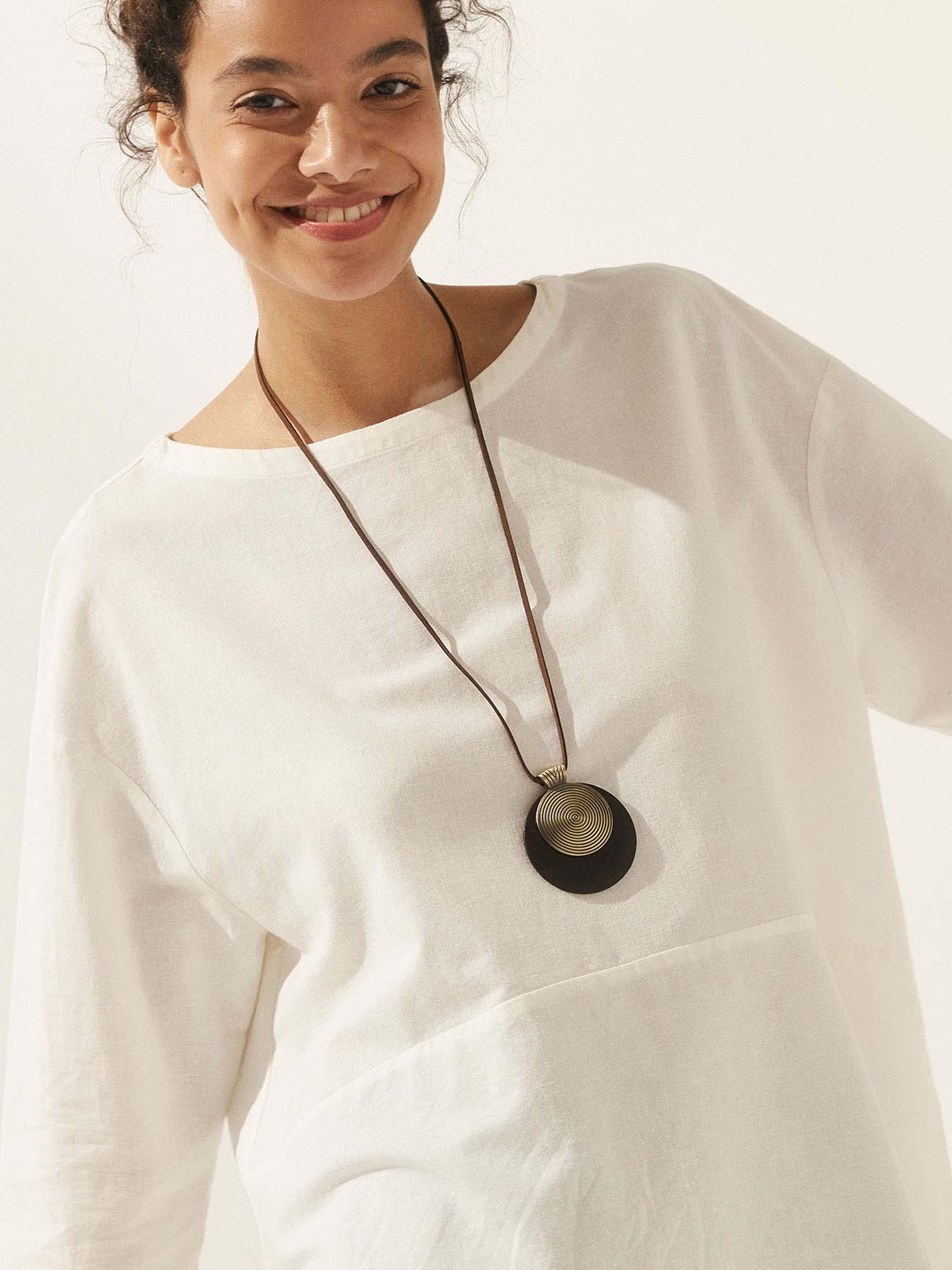 Vintage Wooden Rings Long Necklace