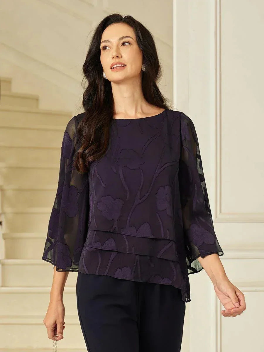 Gelaagde Chiffonblouse met Bloemen