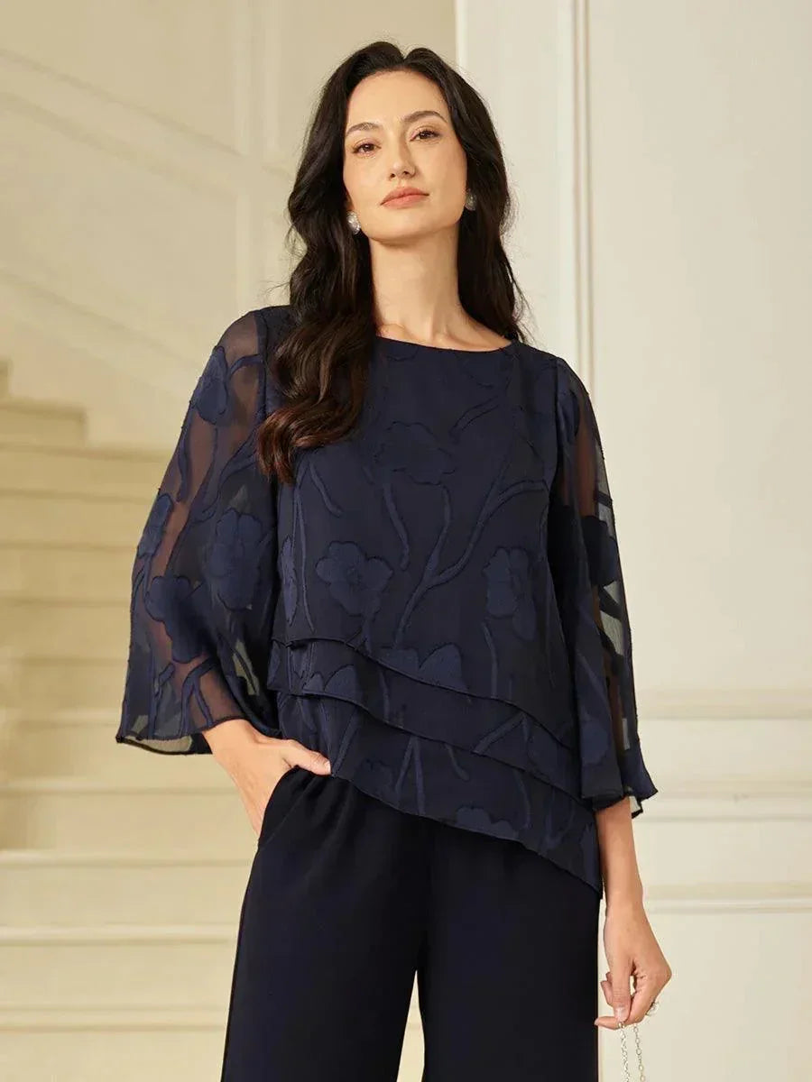 Gelaagde Chiffonblouse met Bloemen