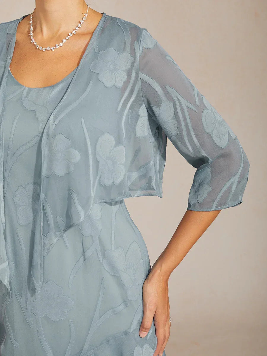 Bloemig Doorschijnend Chiffon Bolero Met 3/4-Mouwen