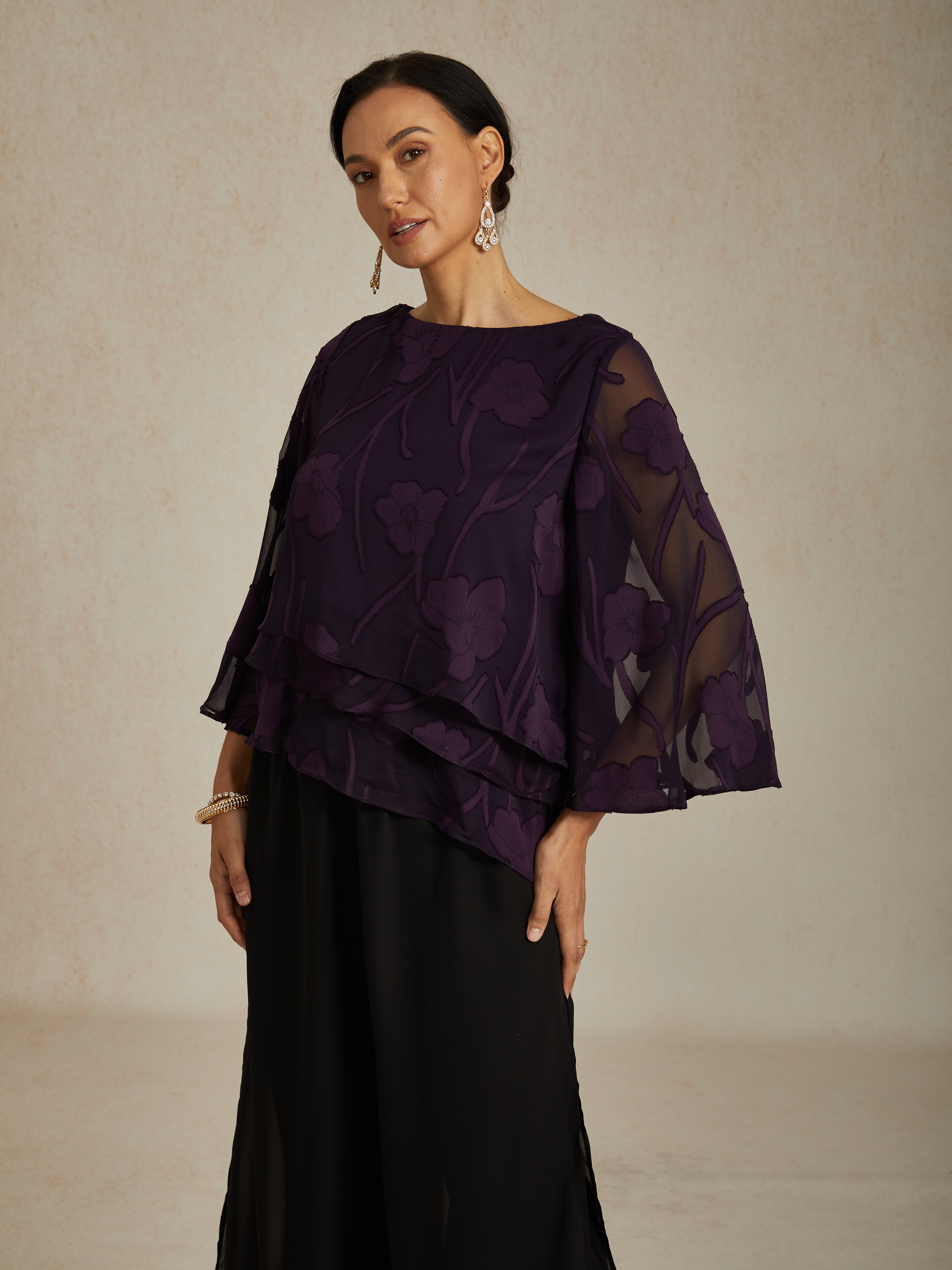 Chiffon Bloemenlaagjes Blouse