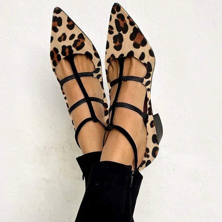 Bridget - Heeled Shoes with Leopard Strap