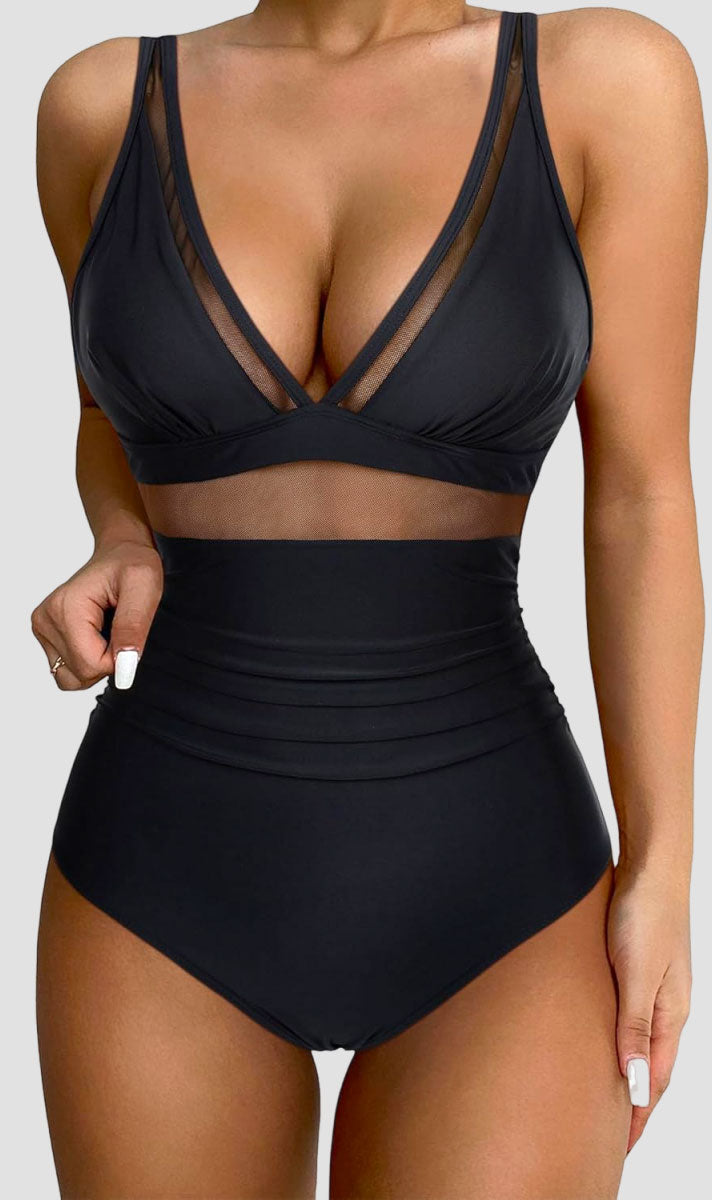Maclair & Co. - Women Sexy Mesh Tummy Control Swimsuit Push Up High Waisted Bathing Suit