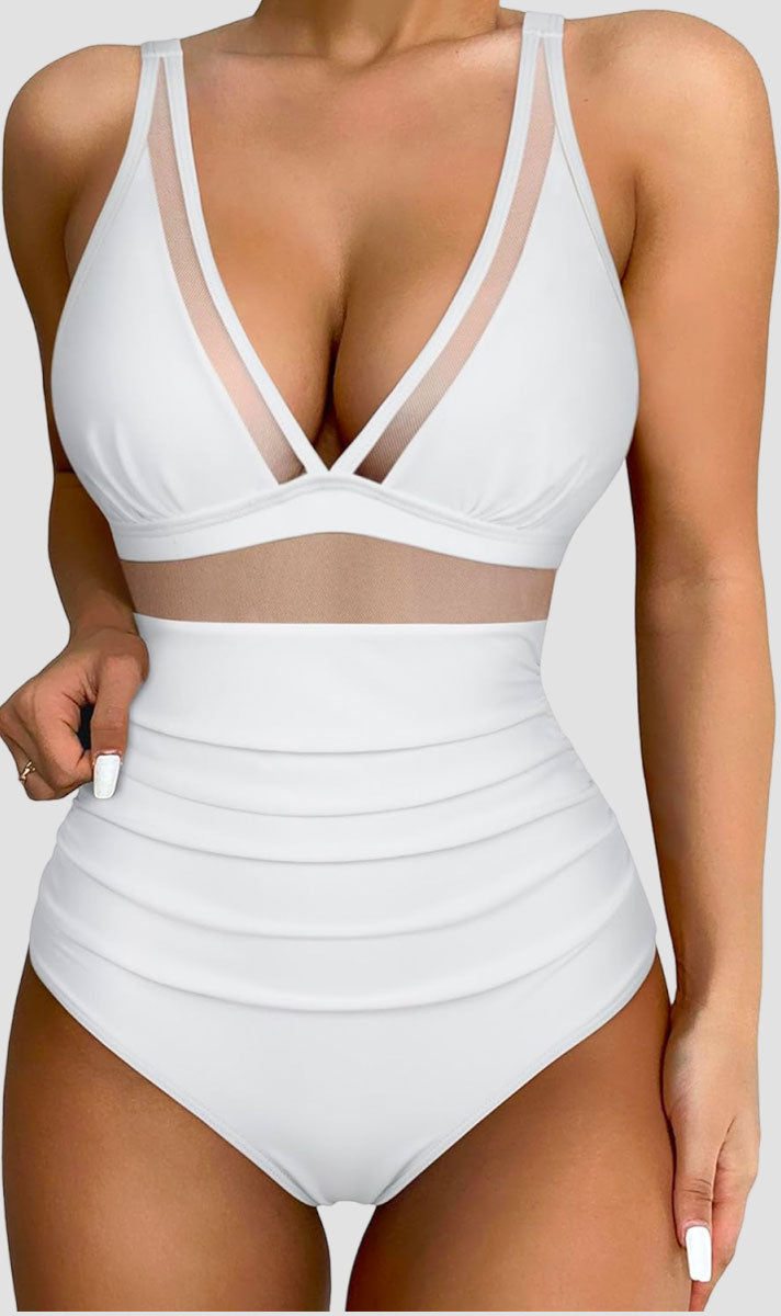 Maclair & Co. - Women Sexy Mesh Tummy Control Swimsuit Push Up High Waisted Bathing Suit