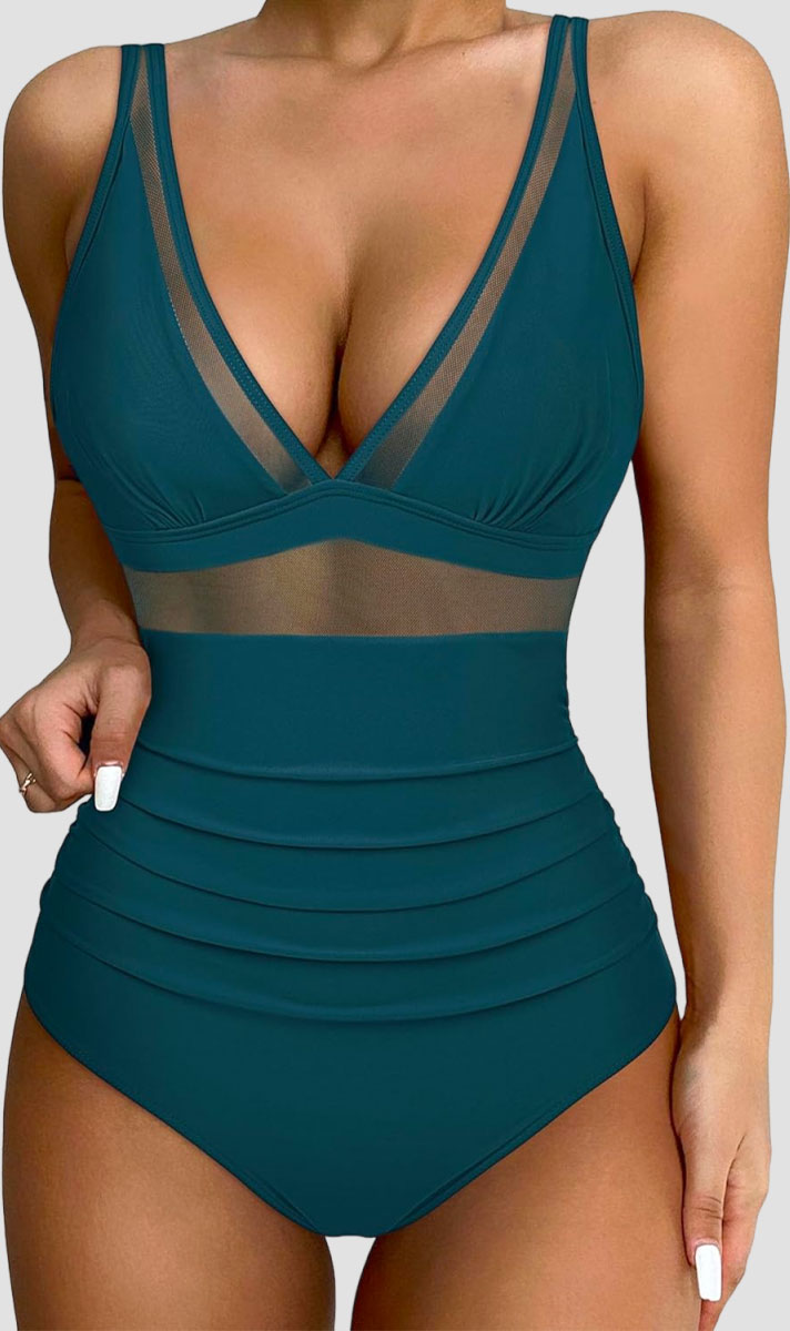Maclair & Co. - Women Sexy Mesh Tummy Control Swimsuit Push Up High Waisted Bathing Suit