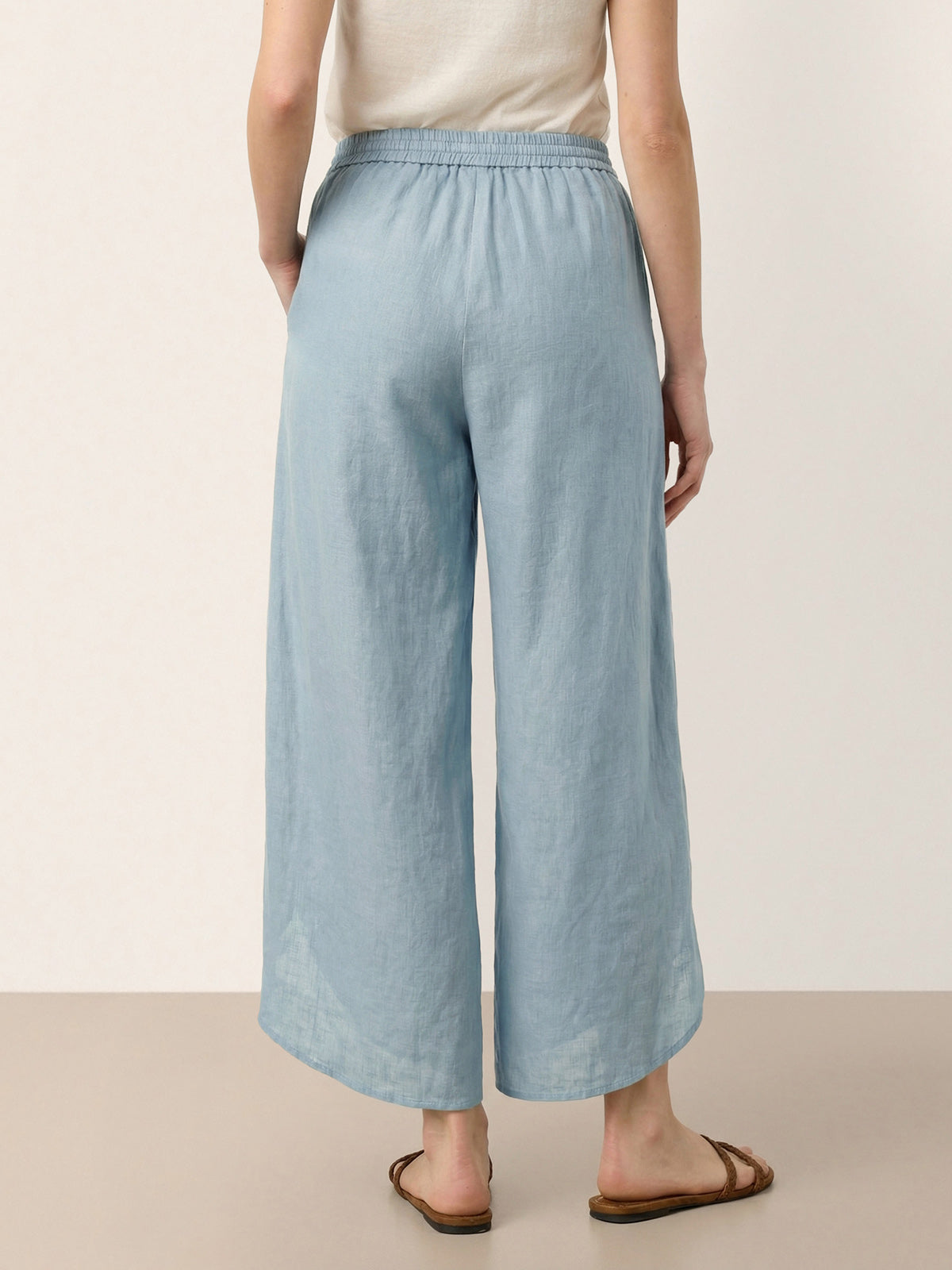 100% Linen Layered Slit Wide-Leg Drawstring Pants PEREGRINE