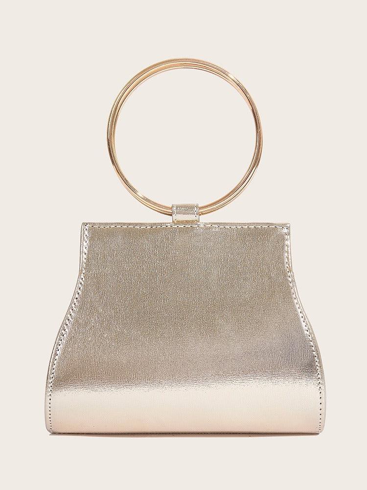 Kristallen Clutch met Gouden Ringhandvat C Elegant Tas