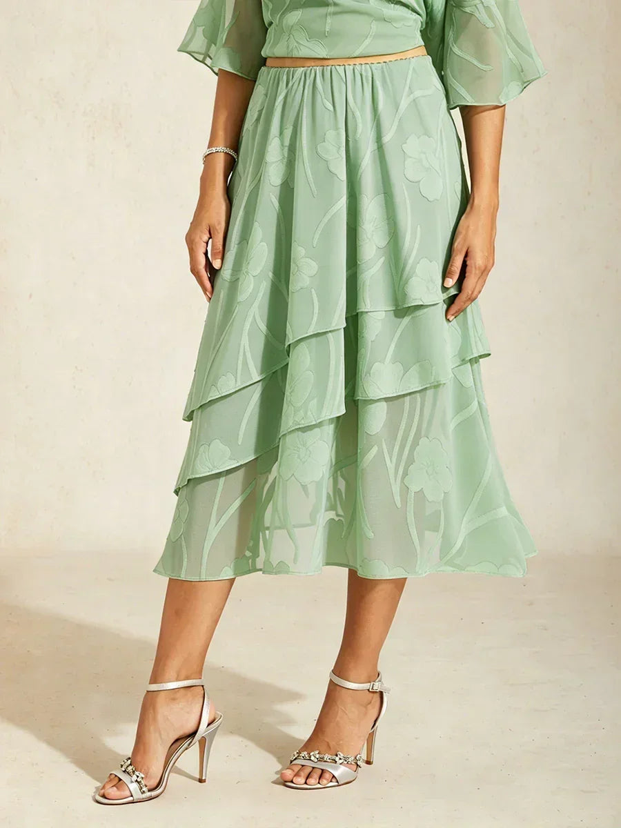 Chiffon Midi-Rok met Bloemen