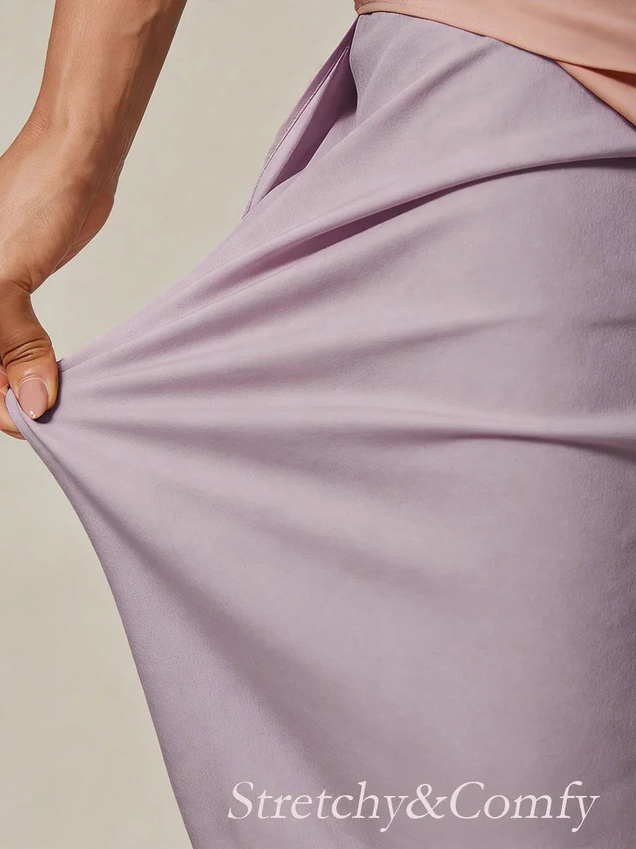Cropped Broek Met Rechte Pijp En Chiffon Split-Overlay