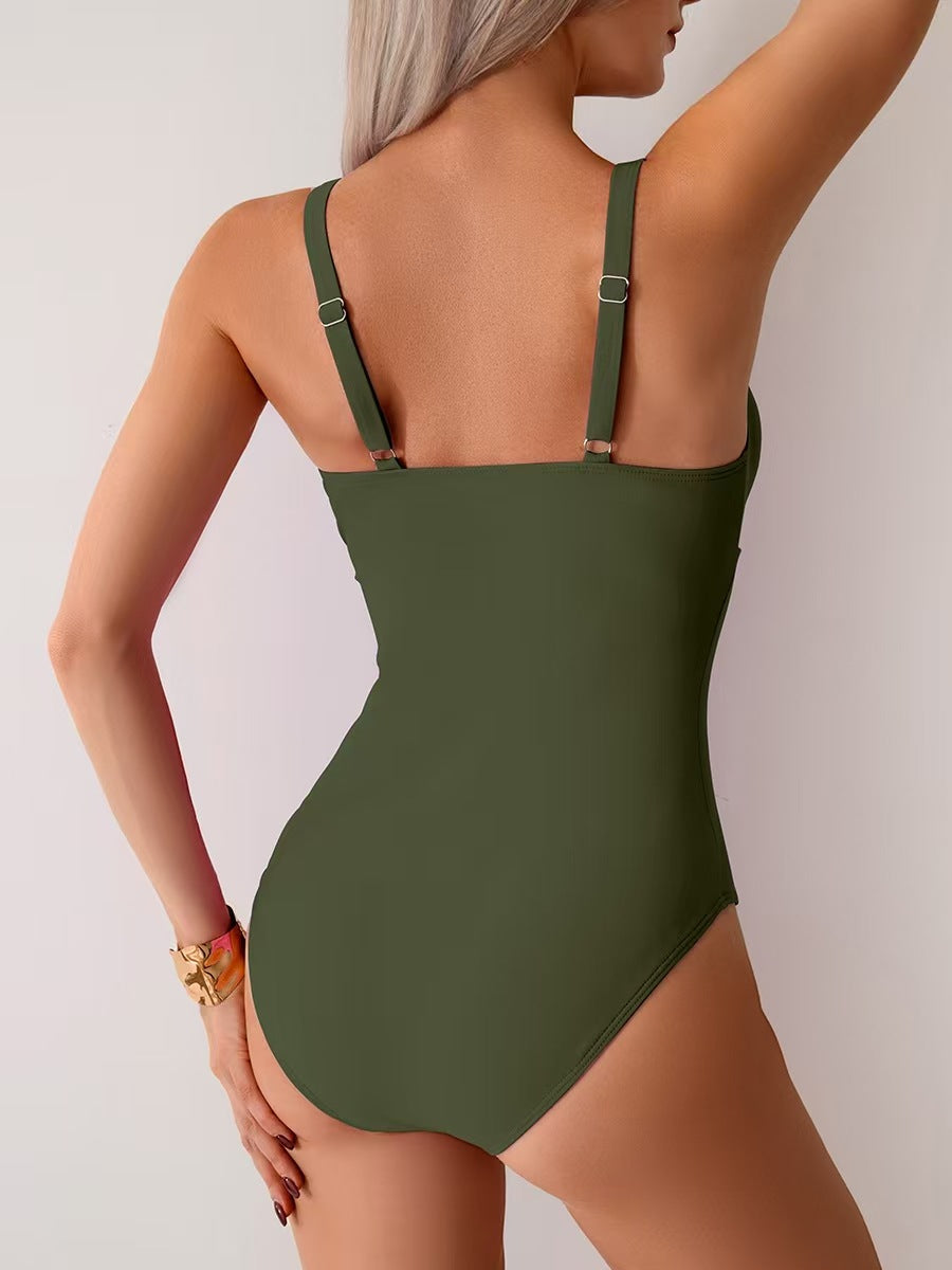 Maclair & Co. - Women's One Piece Swimsuit Sexy Mesh Sheer Tummy Control Bathing Suit Cross Twist Front Swimwear