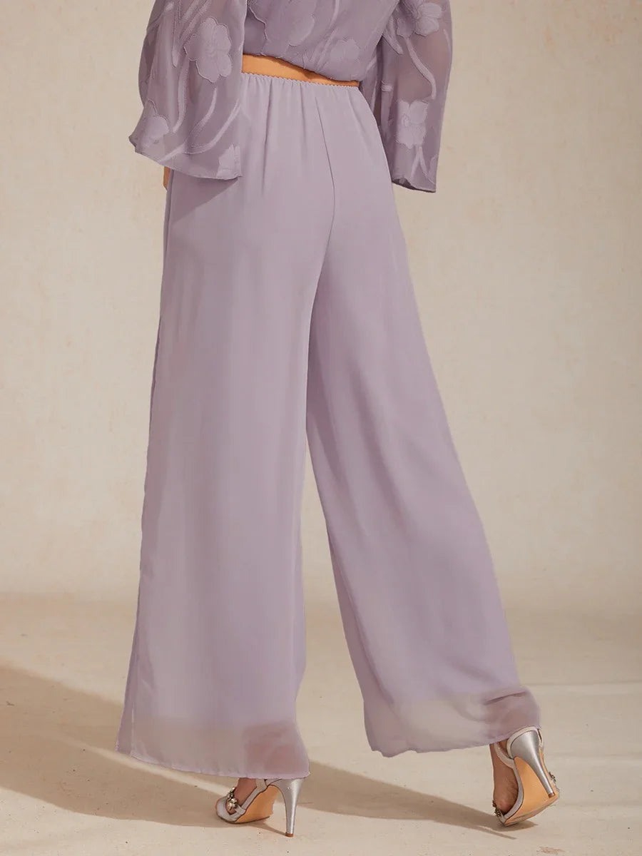 Straight Leg Pant With Chiffon Split Leg Overlay